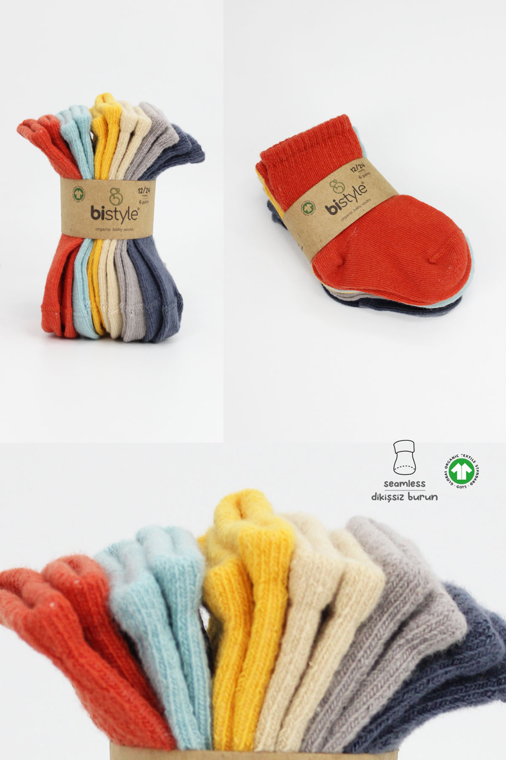 Bistyle Colors 6-Pairs Combed Flat Quarter Socks (12-24 m) Colored - Image 7