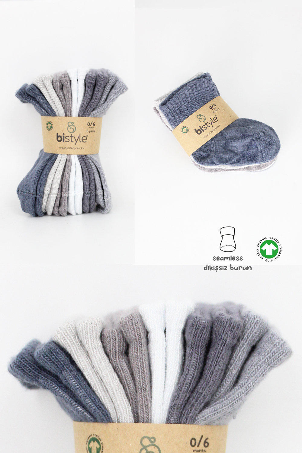 Bistyle Colors 6-Pairs Combed Flat Quarter Socks (6-12 m) Colored - Image 7