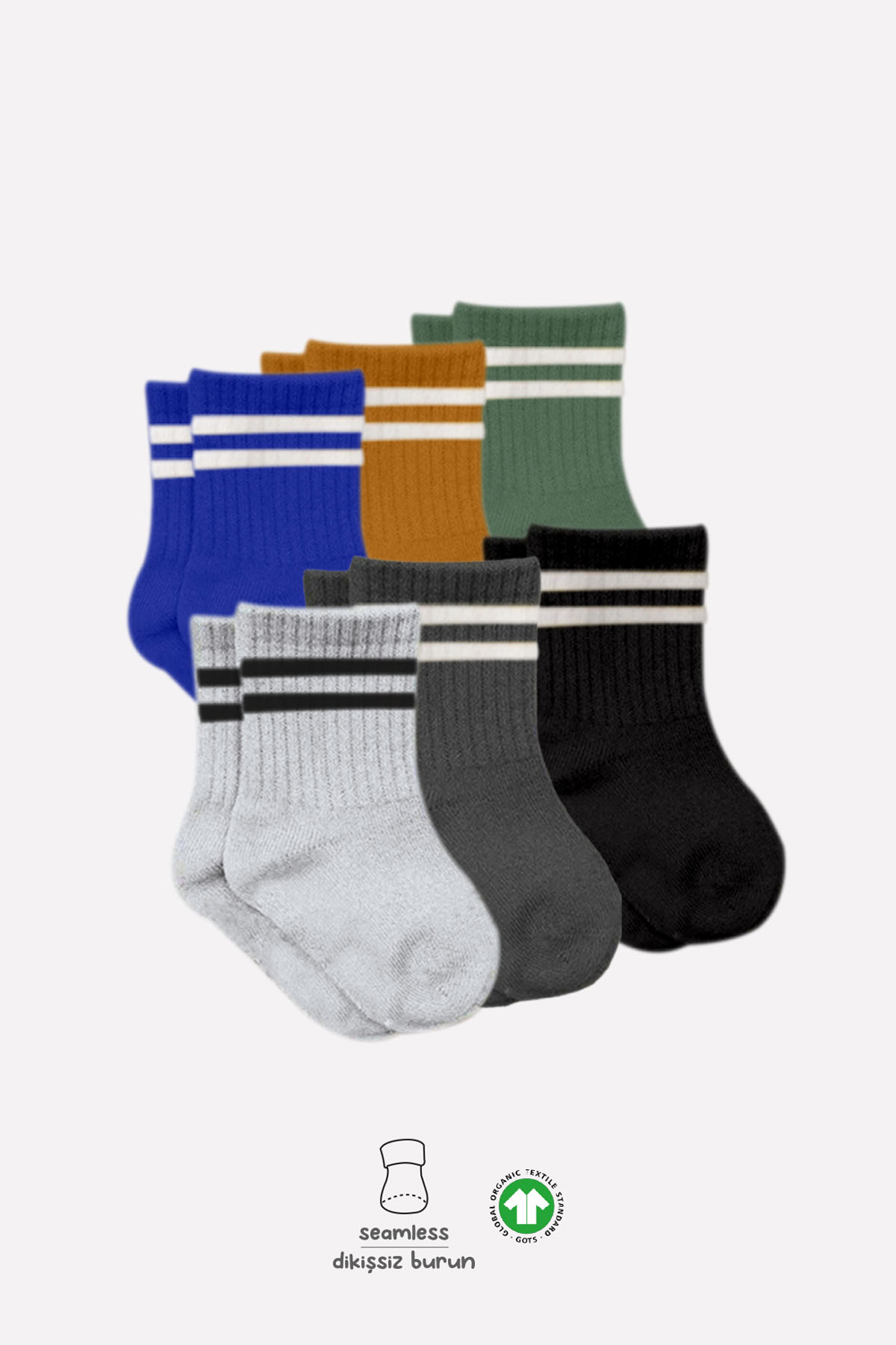 Bistyle 6-Pairs Combed Circlip Quarter Socks (12-24 m) Colored - Image 3