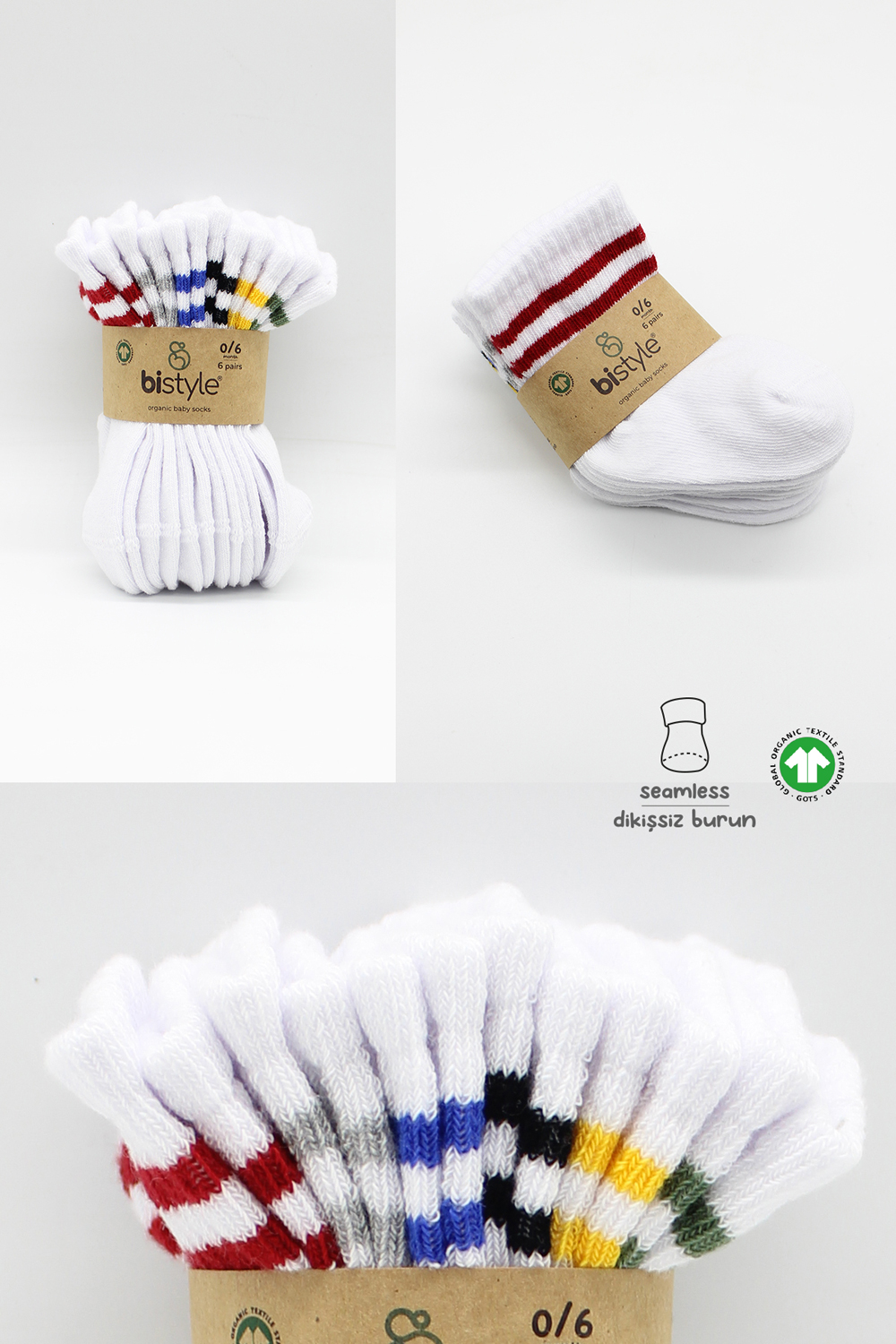 Bistyle 6-Pairs Combed Circlip Quarter Socks (0-6 m) Colored - Image 7
