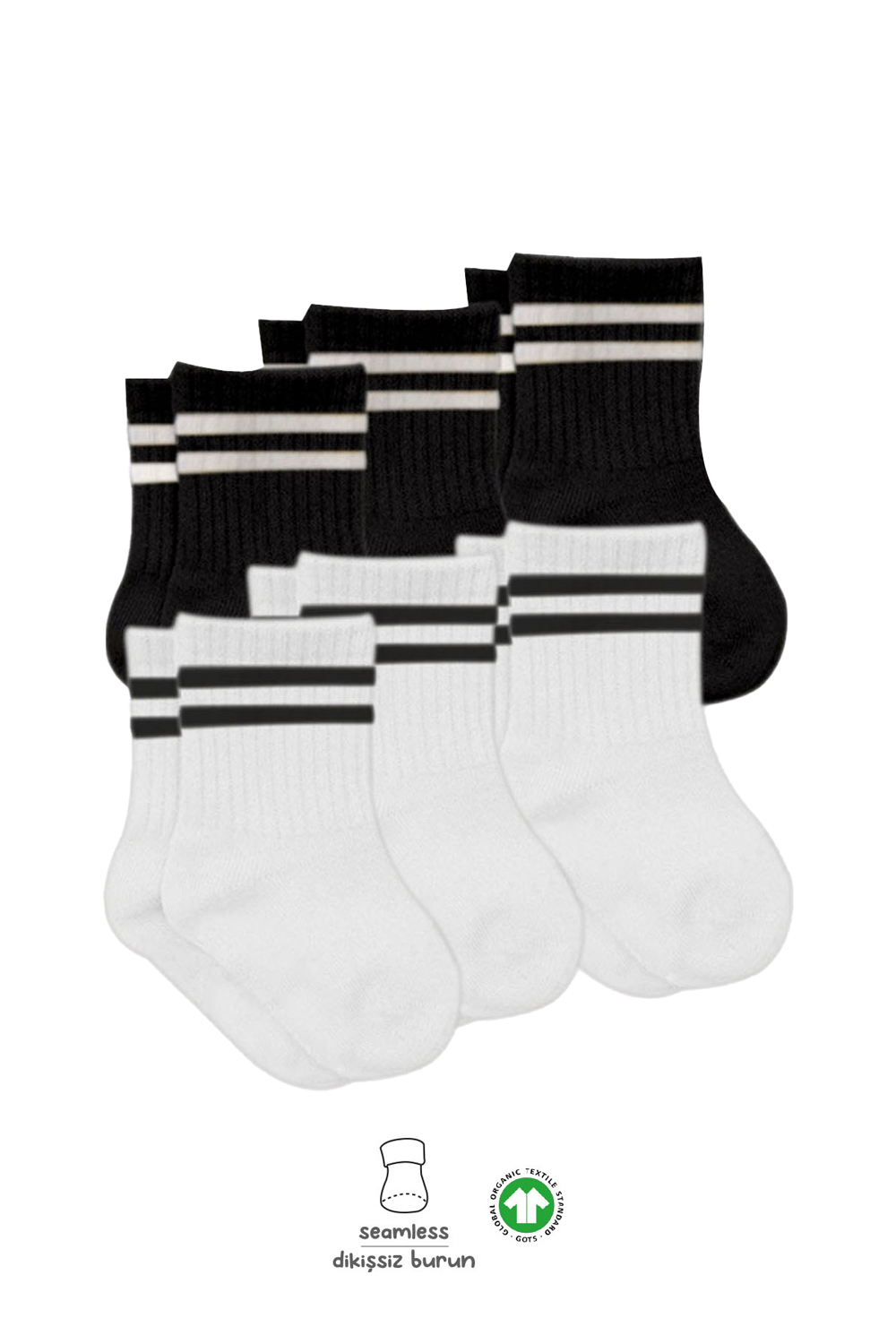 Bistyle 6-Pairs Combed Circlip Quarter Socks (0-6 m) Colored - Image 3