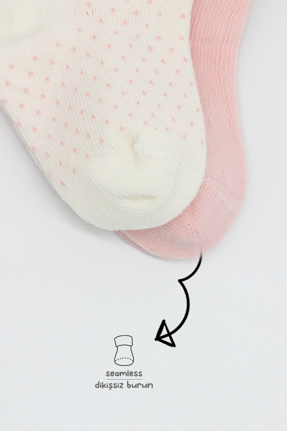 Bistyle Organic 2-Pairs Combed Socks (0-6 m) Pink - Image 4