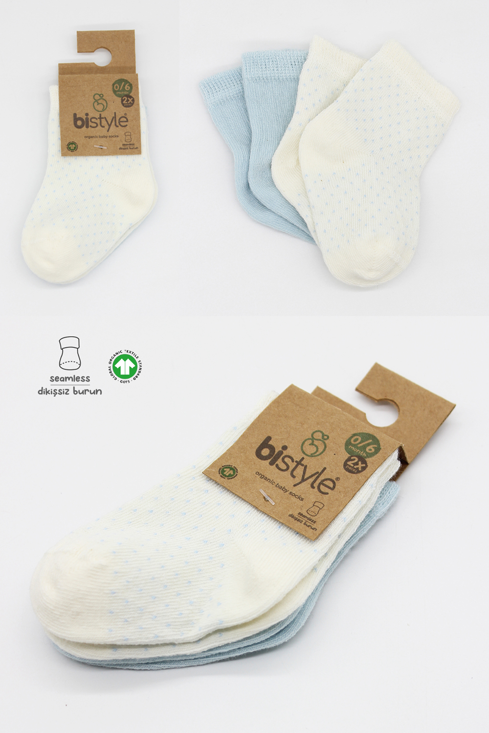 Bistyle Organic 2-Pairs Combed Socks (12-24 m) Blue - Image 7