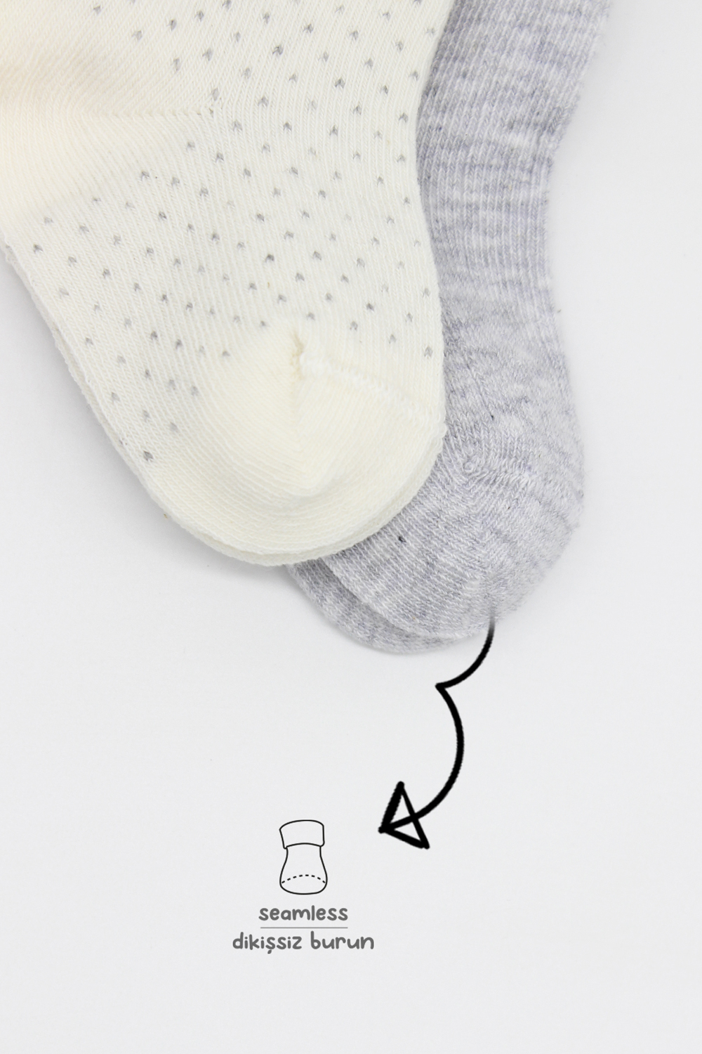 Bistyle Organic 2-Pairs Combed Socks (24-36 m) Grey - Image 4