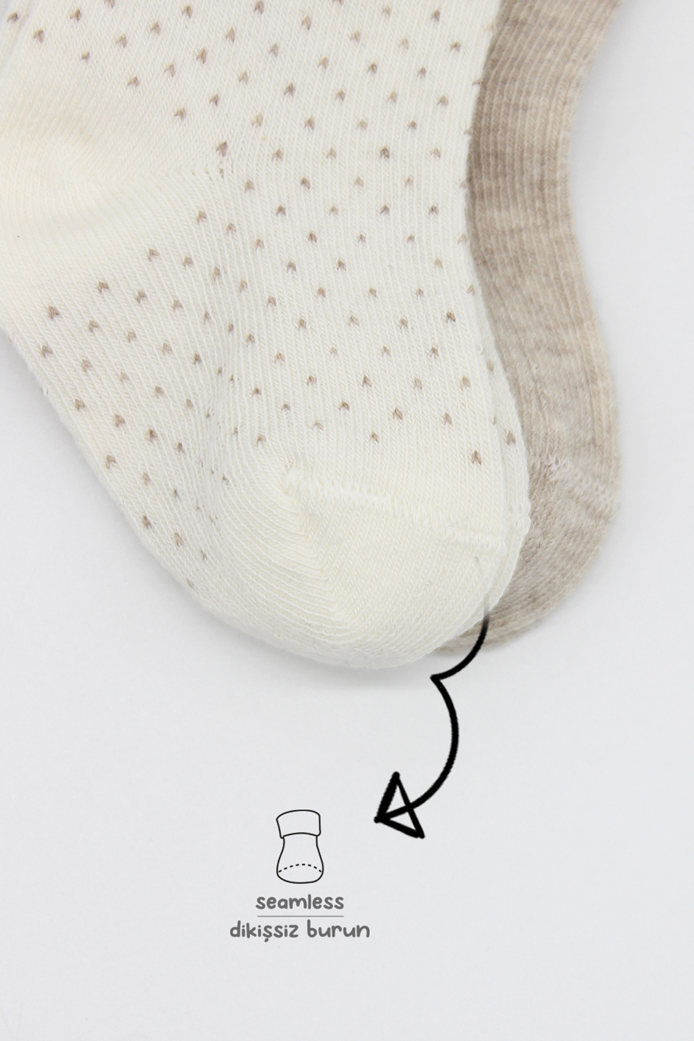 Bistyle Organic 2-Pairs Combed Socks (0-6 m) Beige - Image 4