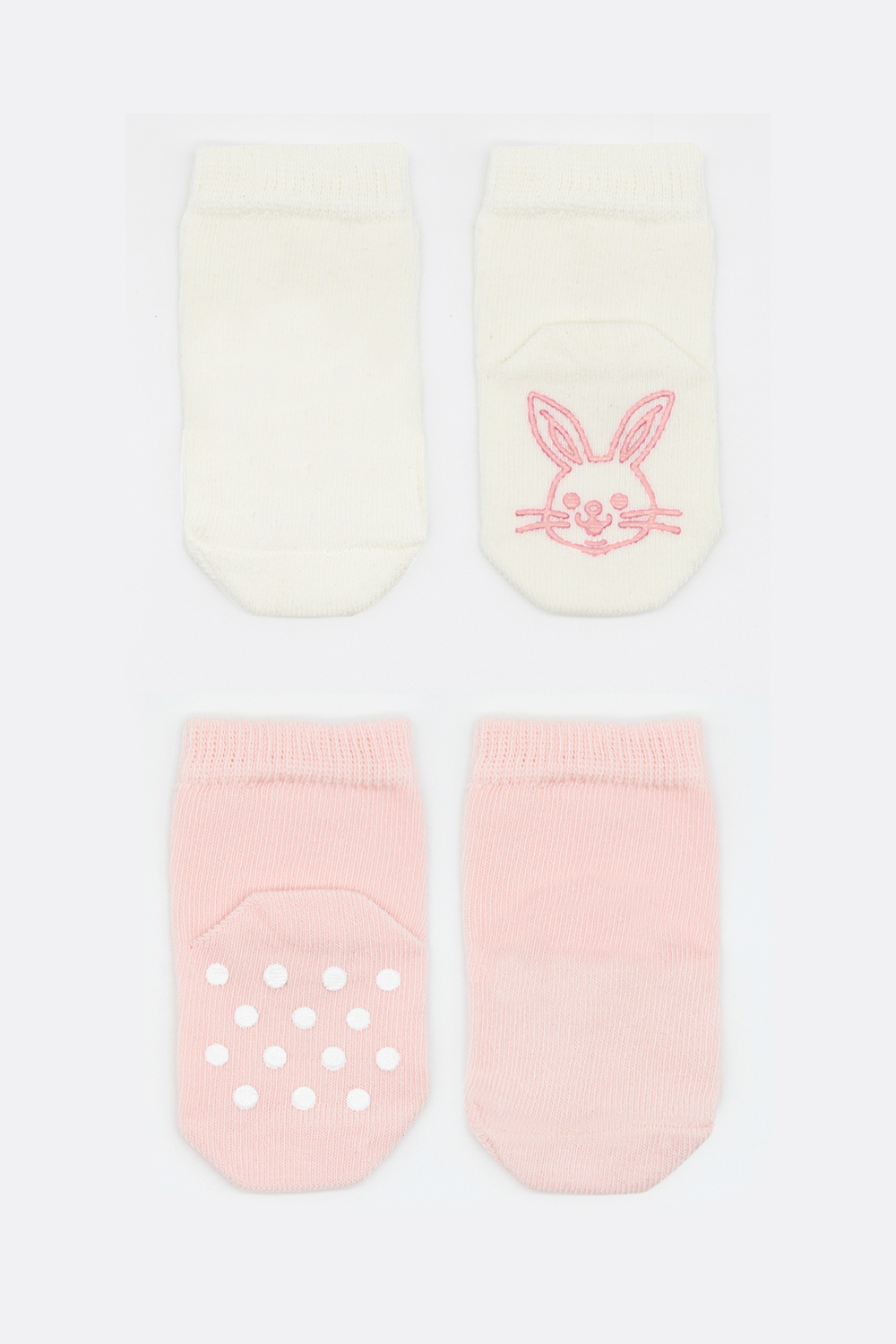 Bistyle Organic 2-Pairs Combed Non-slip Socks (6-12 m) Pink - Image 3