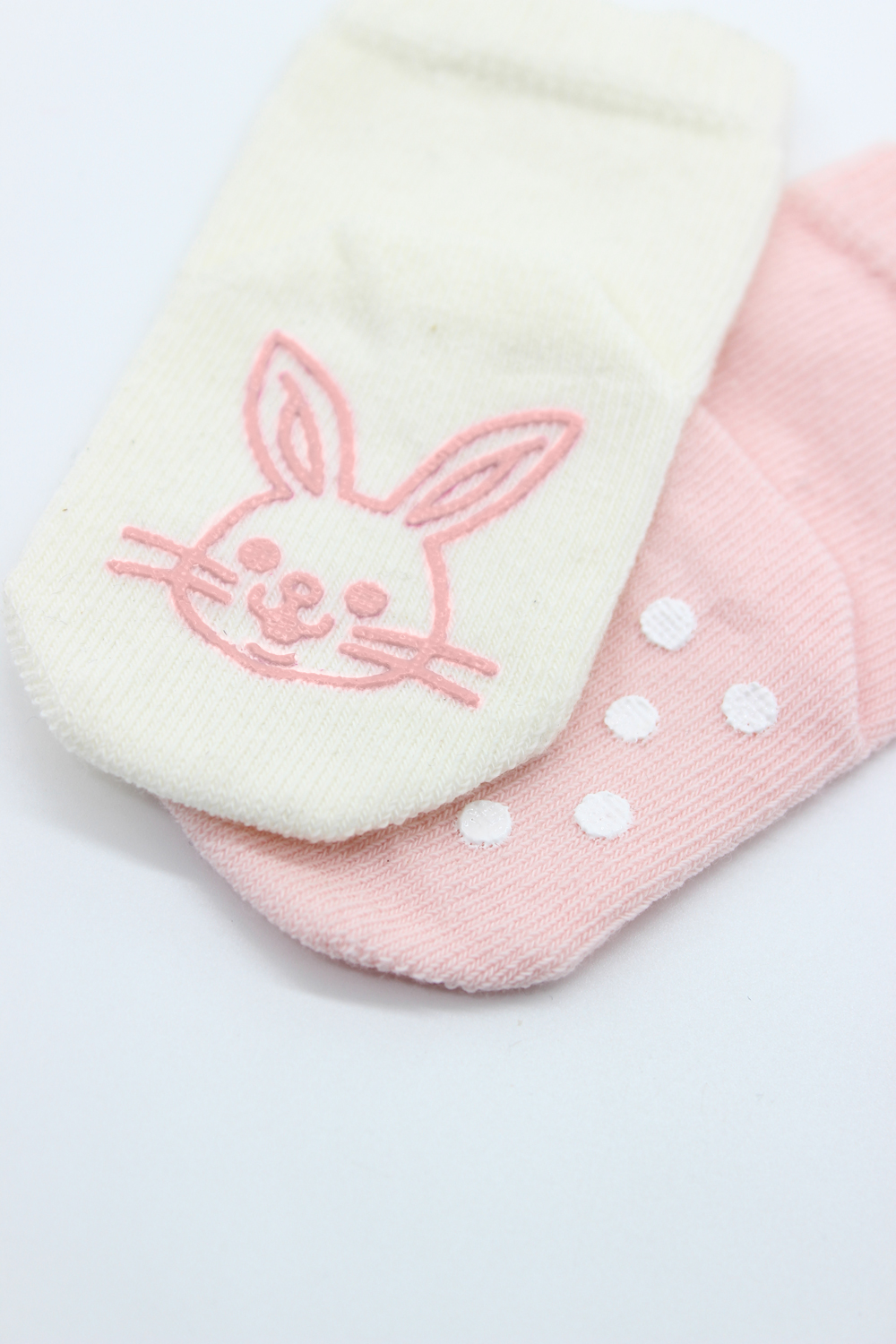 Bistyle Organic 2-Pairs Combed Non-slip Socks (6-12 m) Pink - Image 4