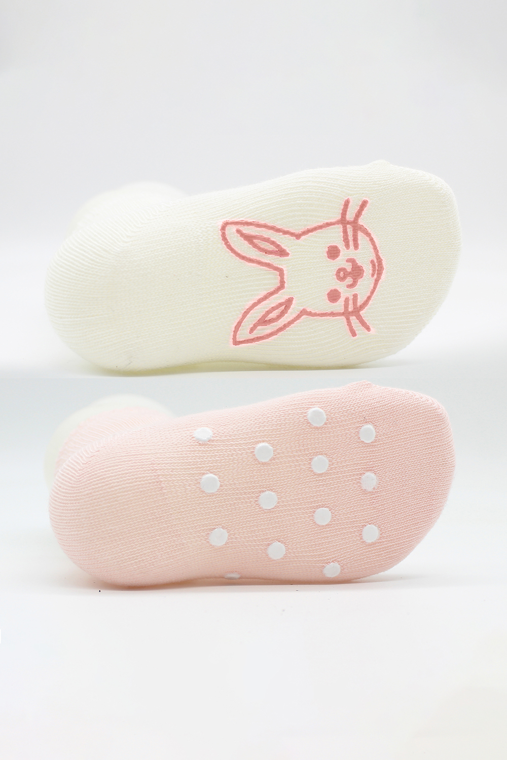 Bistyle Organic 2-Pairs Combed Non-slip Socks (6-12 m) Pink - Image 6