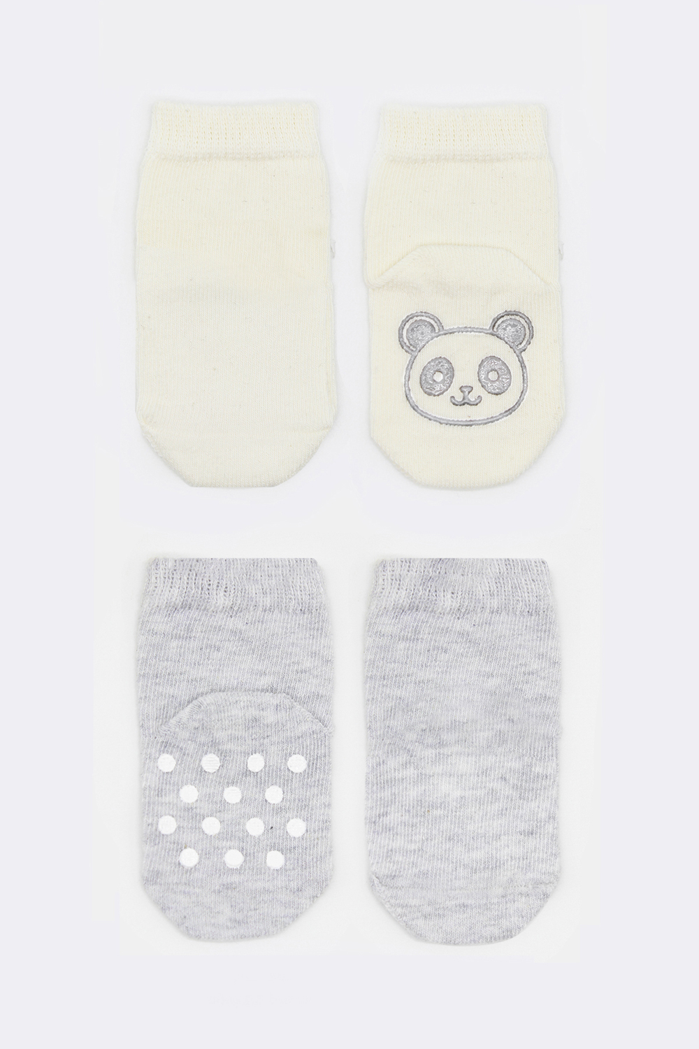 Bistyle Organic 2-Pairs Combed Non-slip Socks (24-36 m) Grey - Image 3