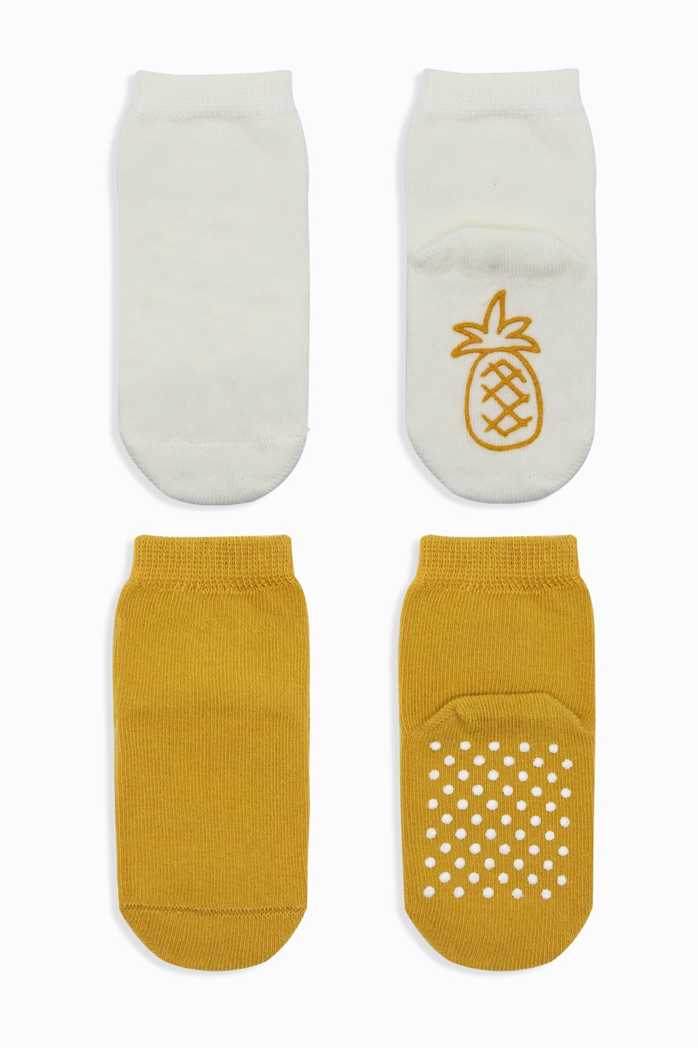 Bistyle Organic 2-Pairs Combed Non-slip Socks (12-24 m) Yellow - Image 3