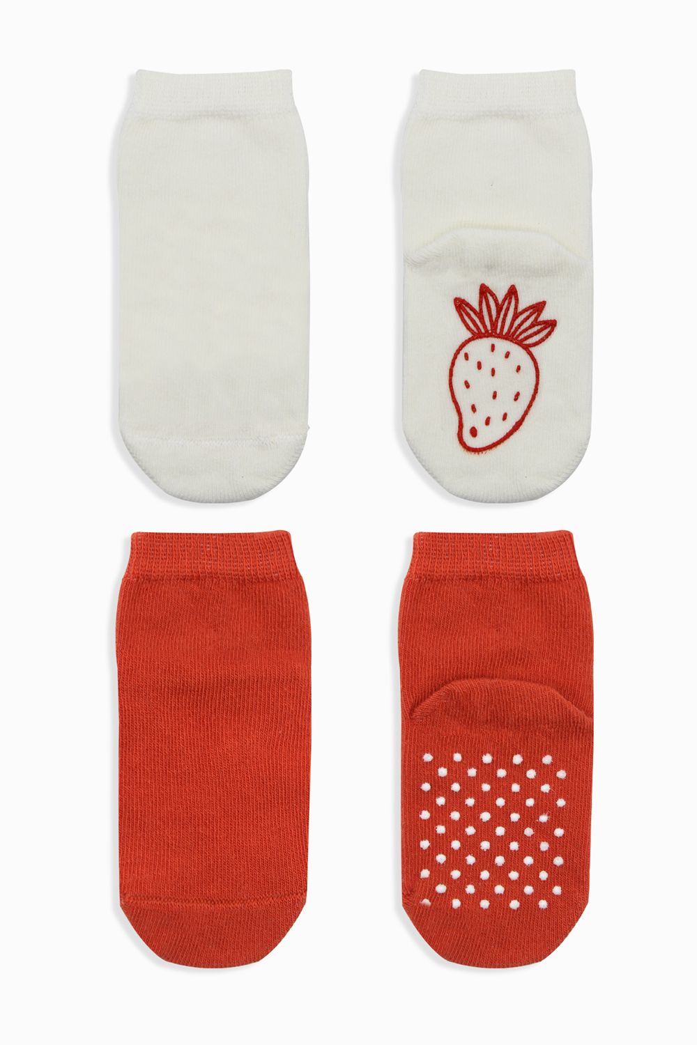 Bistyle Organic 2-Pairs Combed Non-slip Socks (12-24 m) Red - Image 3