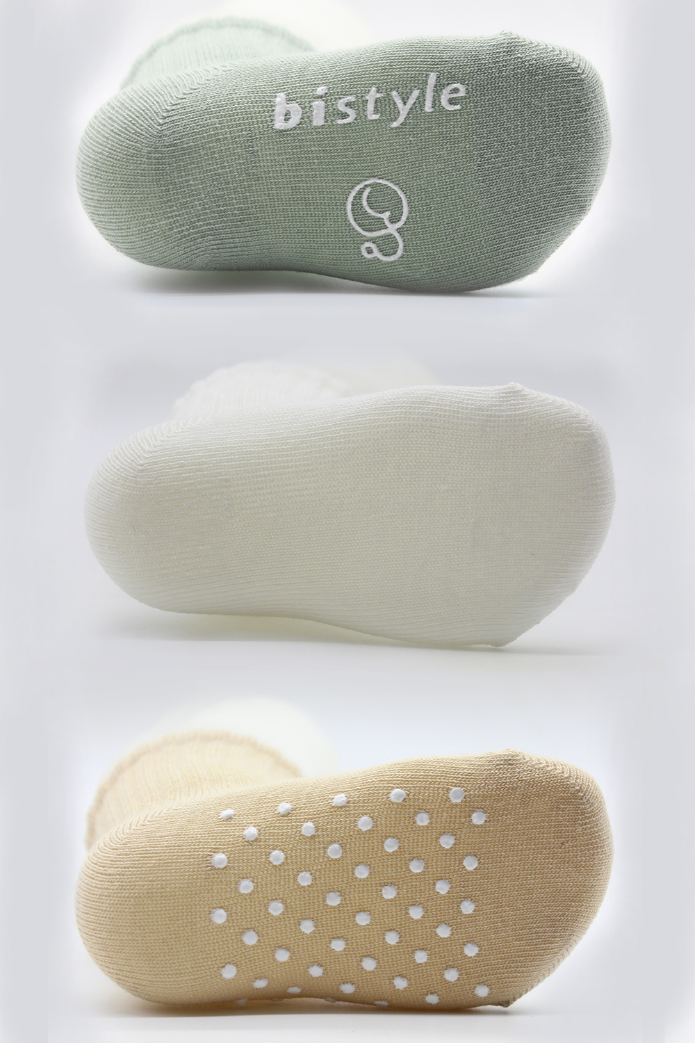 Bistyle Organic 3-Pairs Basic Non-slip Socks (24-36 m) (Green, Brown, Beige) - Image 6