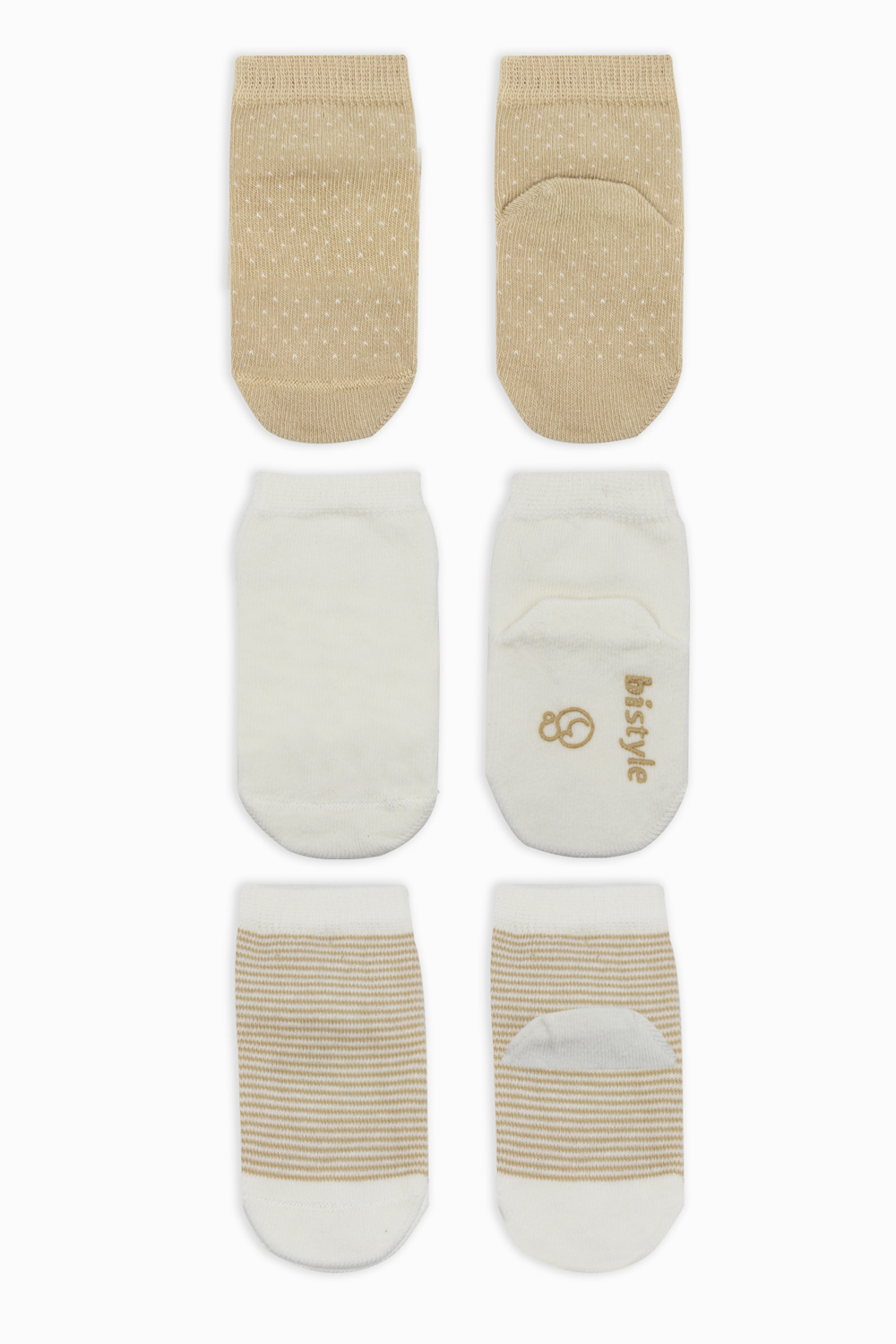 Bistyle Organic 3-Pairs Basic Socks (0-3 m) Brown - Image 3