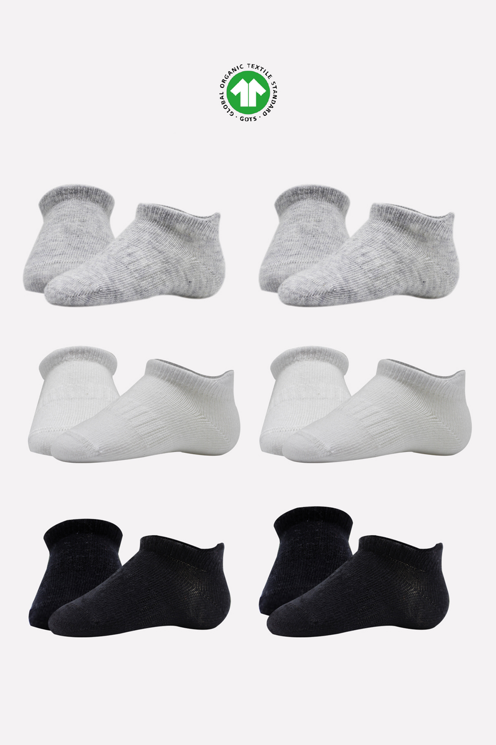 Bistyle 6-Pairs Combed Liner Socks (24-36 m) (Black, Grey, Beige) - Image 6