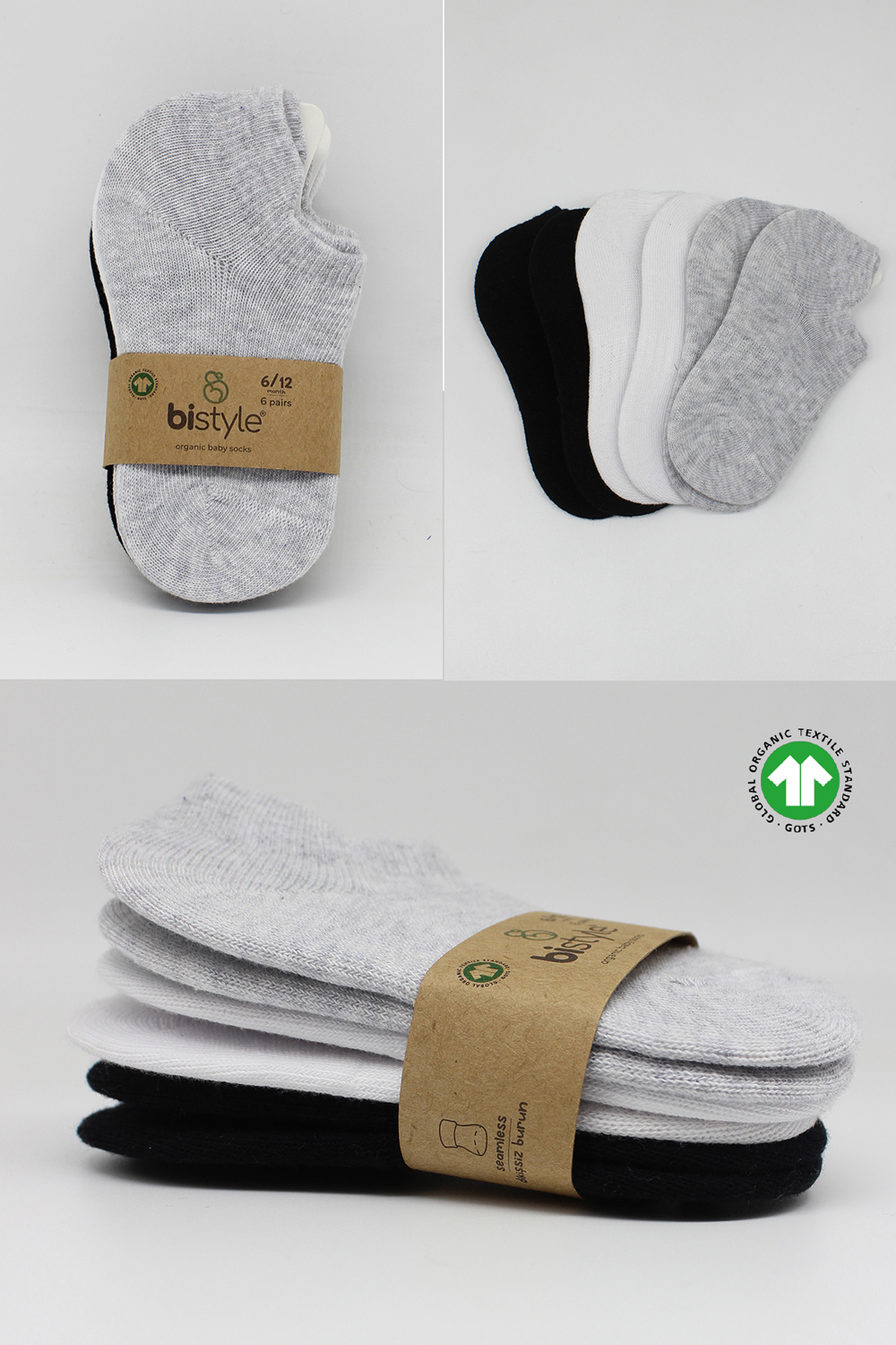 Bistyle 6-Pairs Combed Liner Socks (24-36 m) (Black, Grey, Beige) - Image 7
