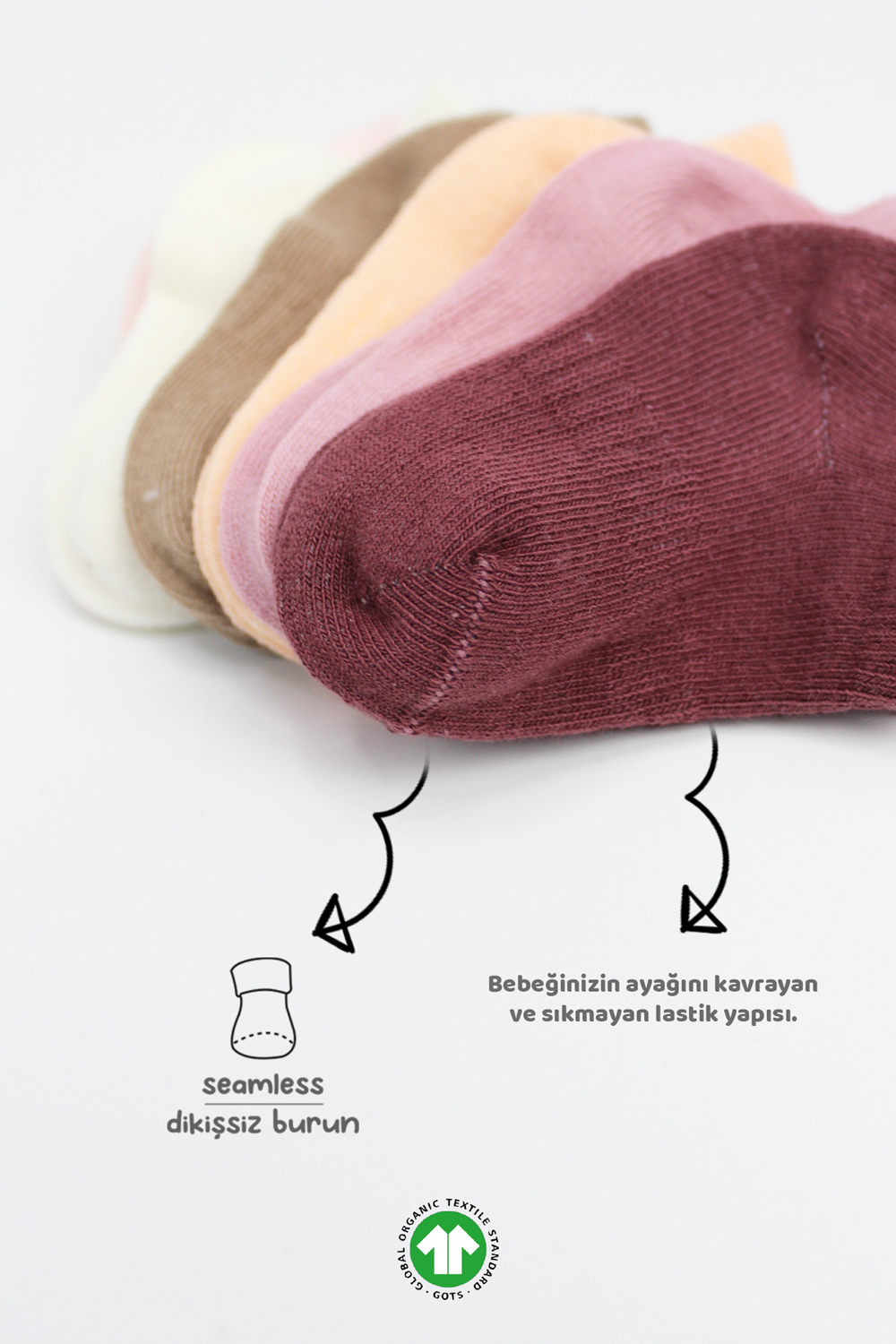 Bistyle 6-Pairs Combed Liner Socks (0-6 m) Colored - Image 3