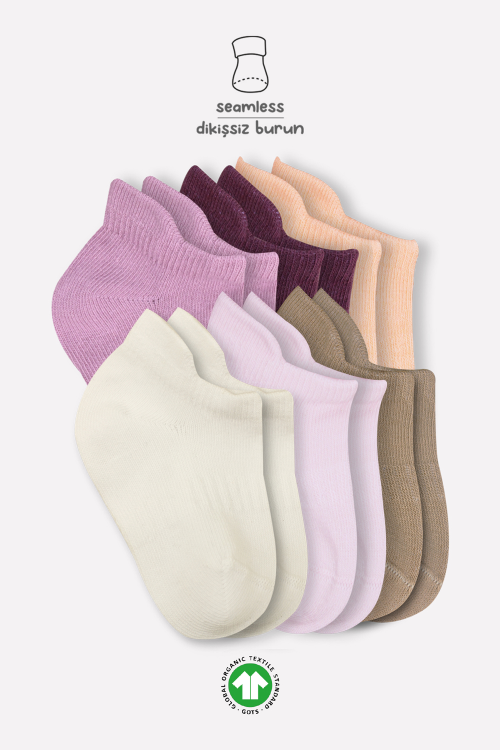 Bistyle 6-Pairs Combed Liner Socks (0-6 m) Colored - Image 4