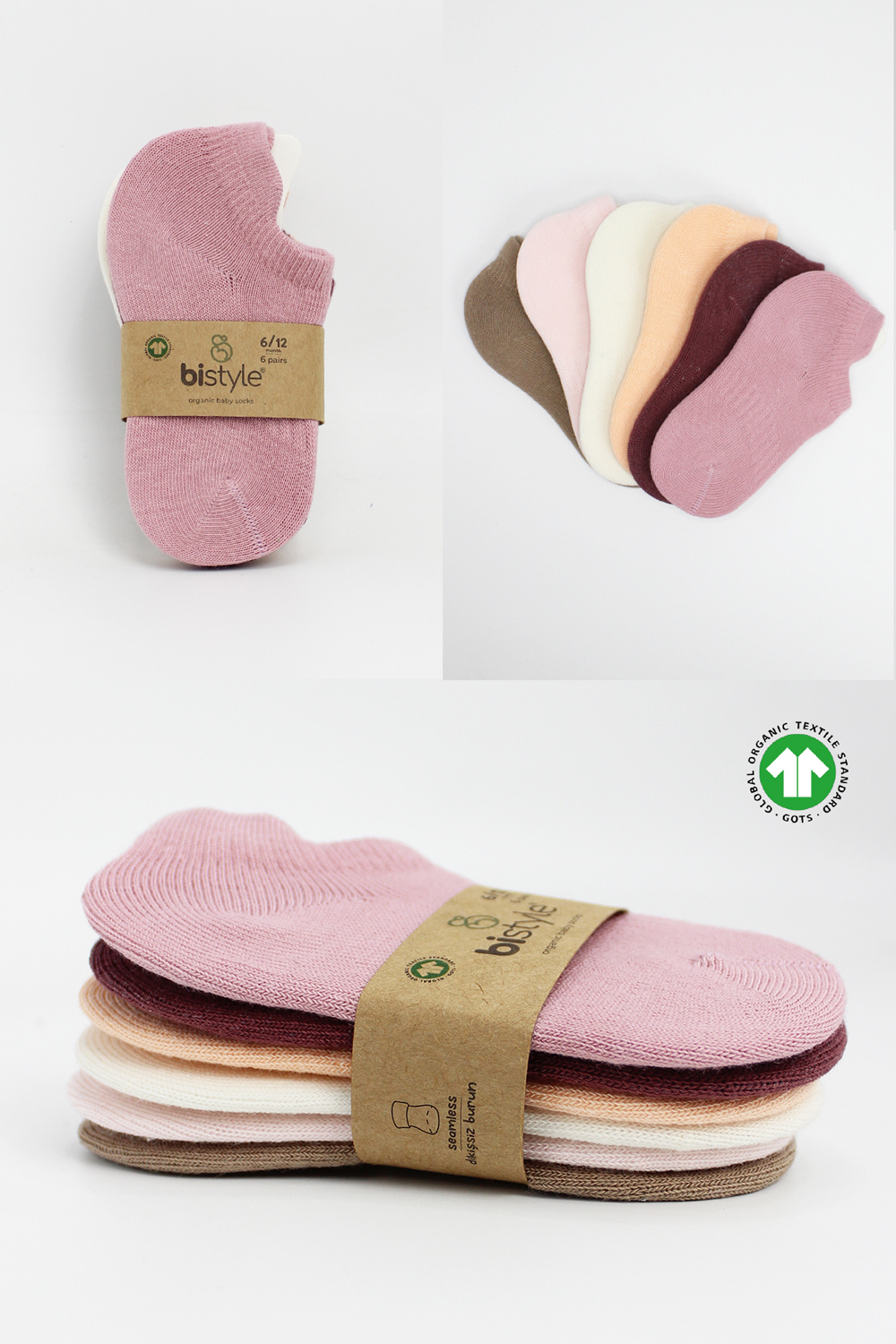 Bistyle 6-Pairs Combed Liner Socks (0-6 m) Colored - Image 7