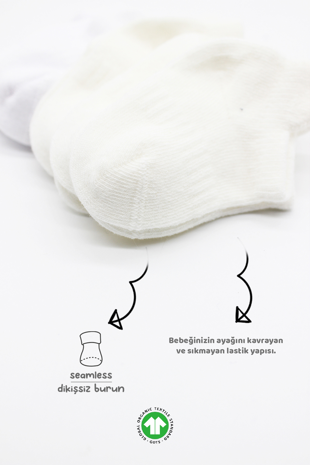 Bistyle 6-Pairs Combed Liner Socks (12-24 m) Beige - Image 3