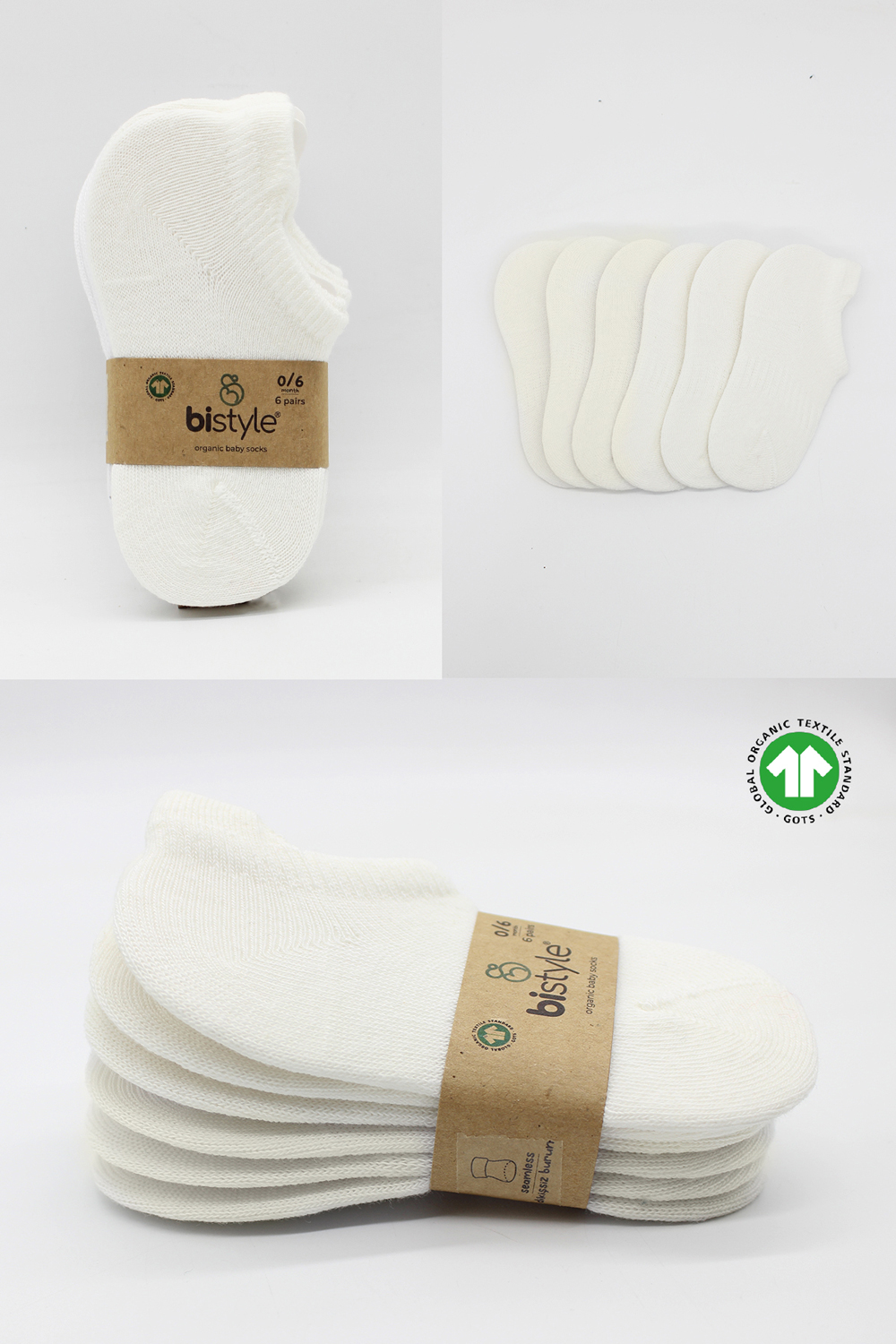 Bistyle 6-Pairs Combed Liner Socks (12-24 m) Beige - Image 4