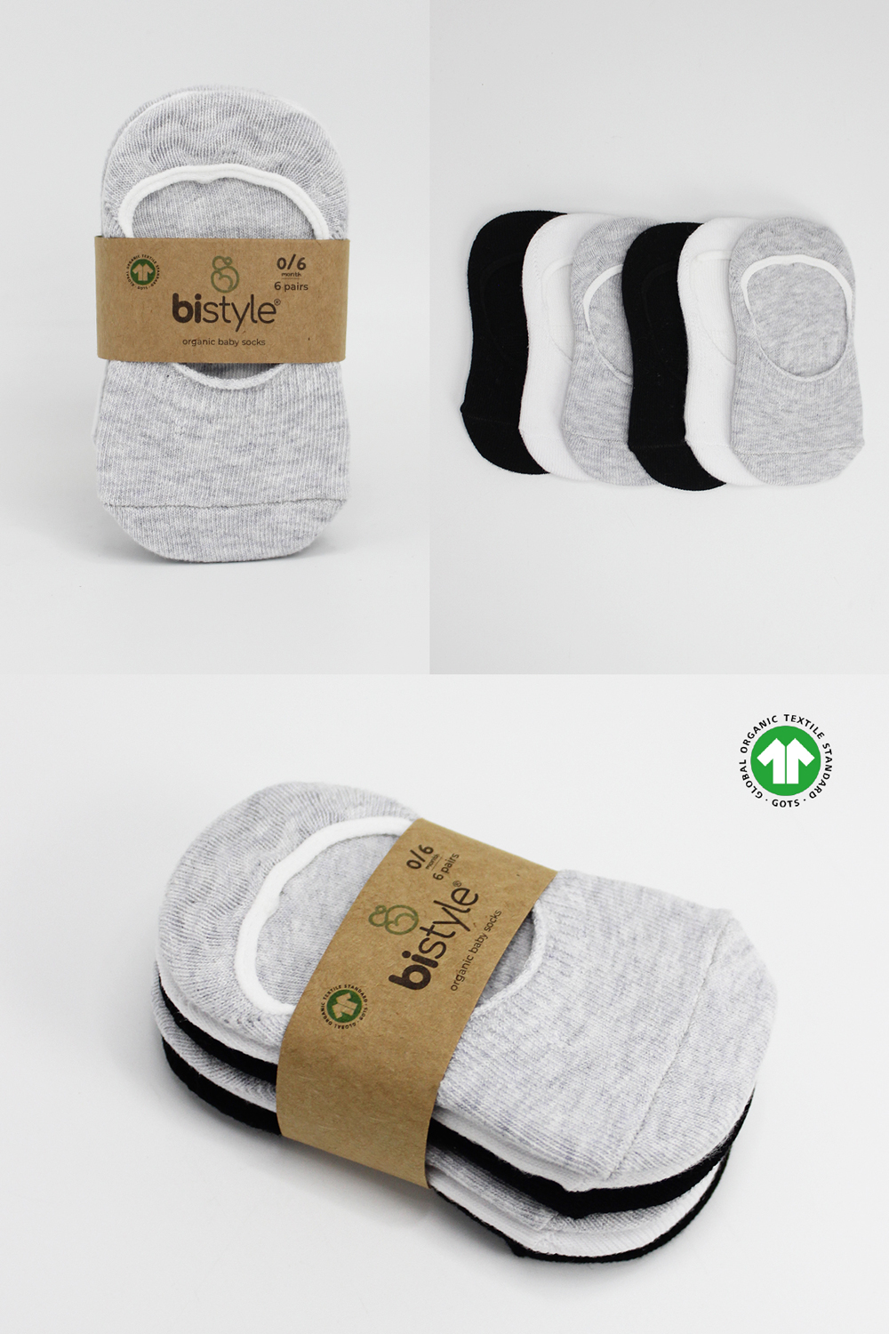 Bistyle 6-Pairs Baby Ballerina Socks (6-12 m) (Grey, White, Black) - Image 6