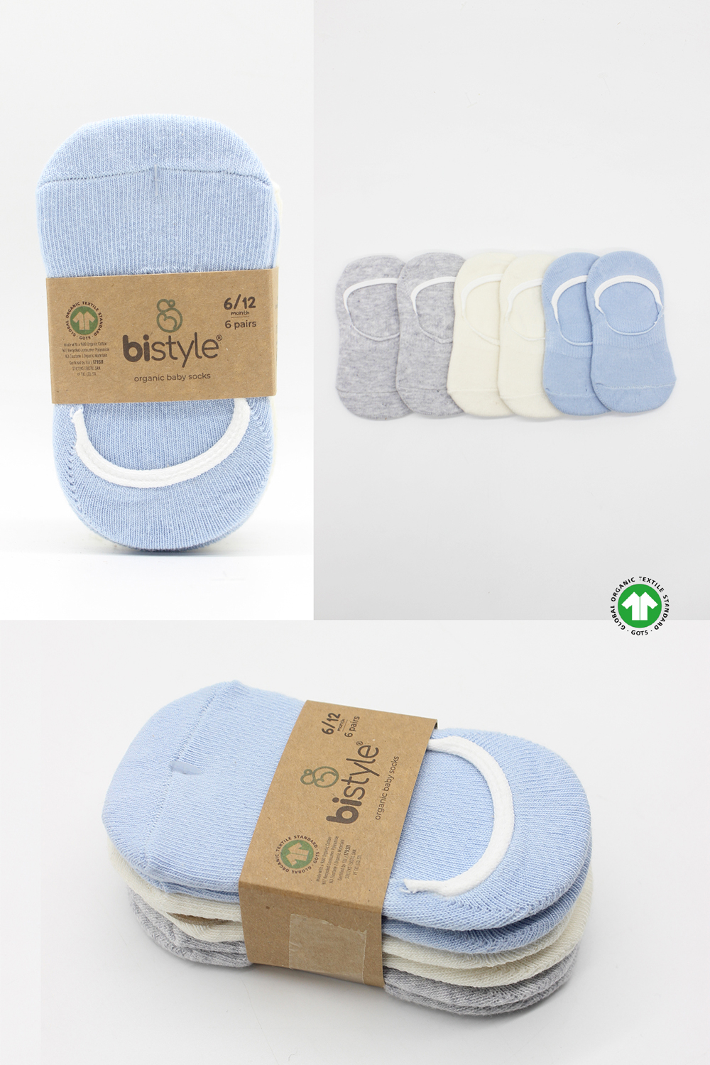 Bistyle 6-Pairs Baby Ballerina Socks (24-36 m) (Grey, Beige, Blue) - Image 6