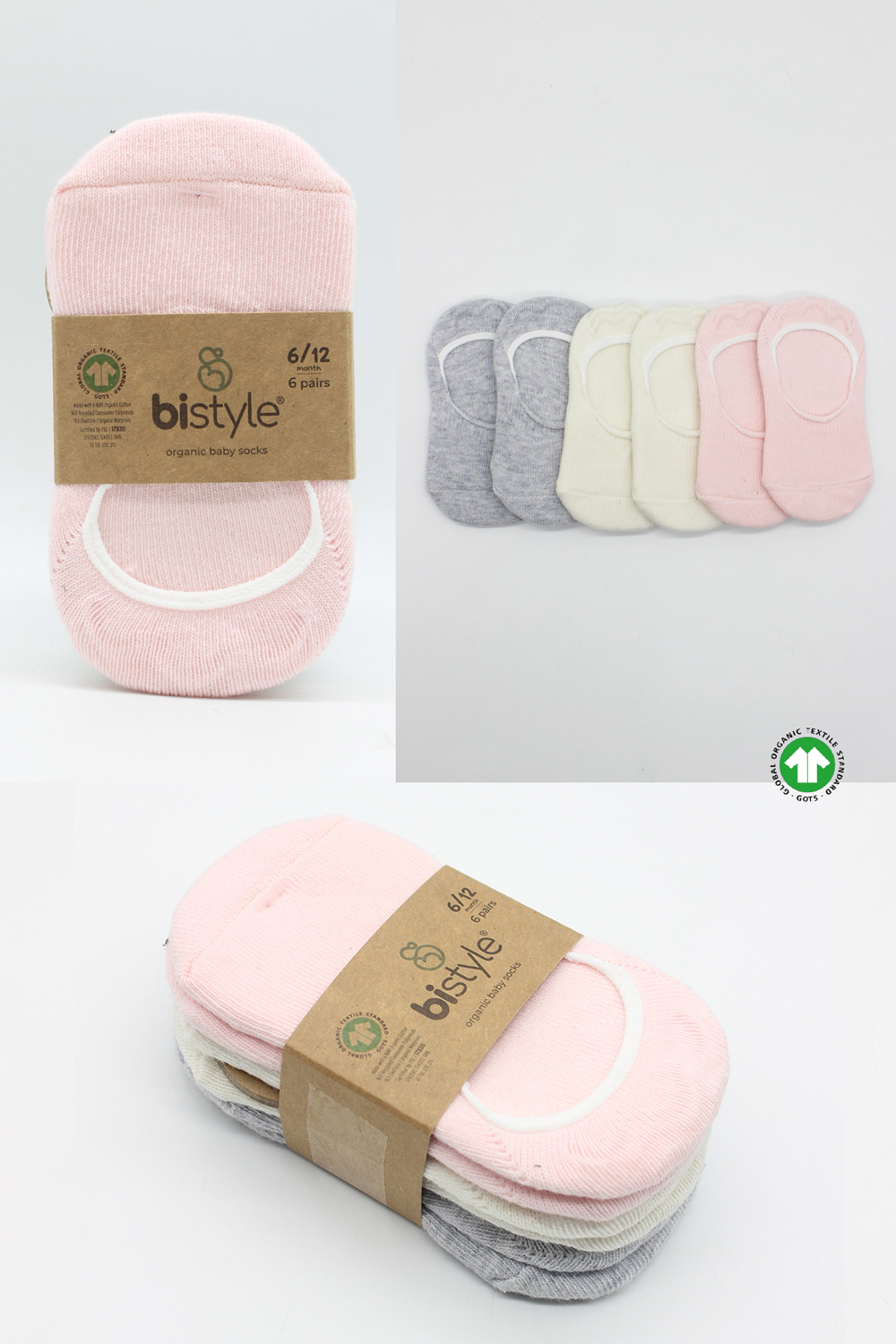 Bistyle 6-Pairs Baby Ballerina Socks (0-6 m) (Grey, Beige, Pink) - Image 6