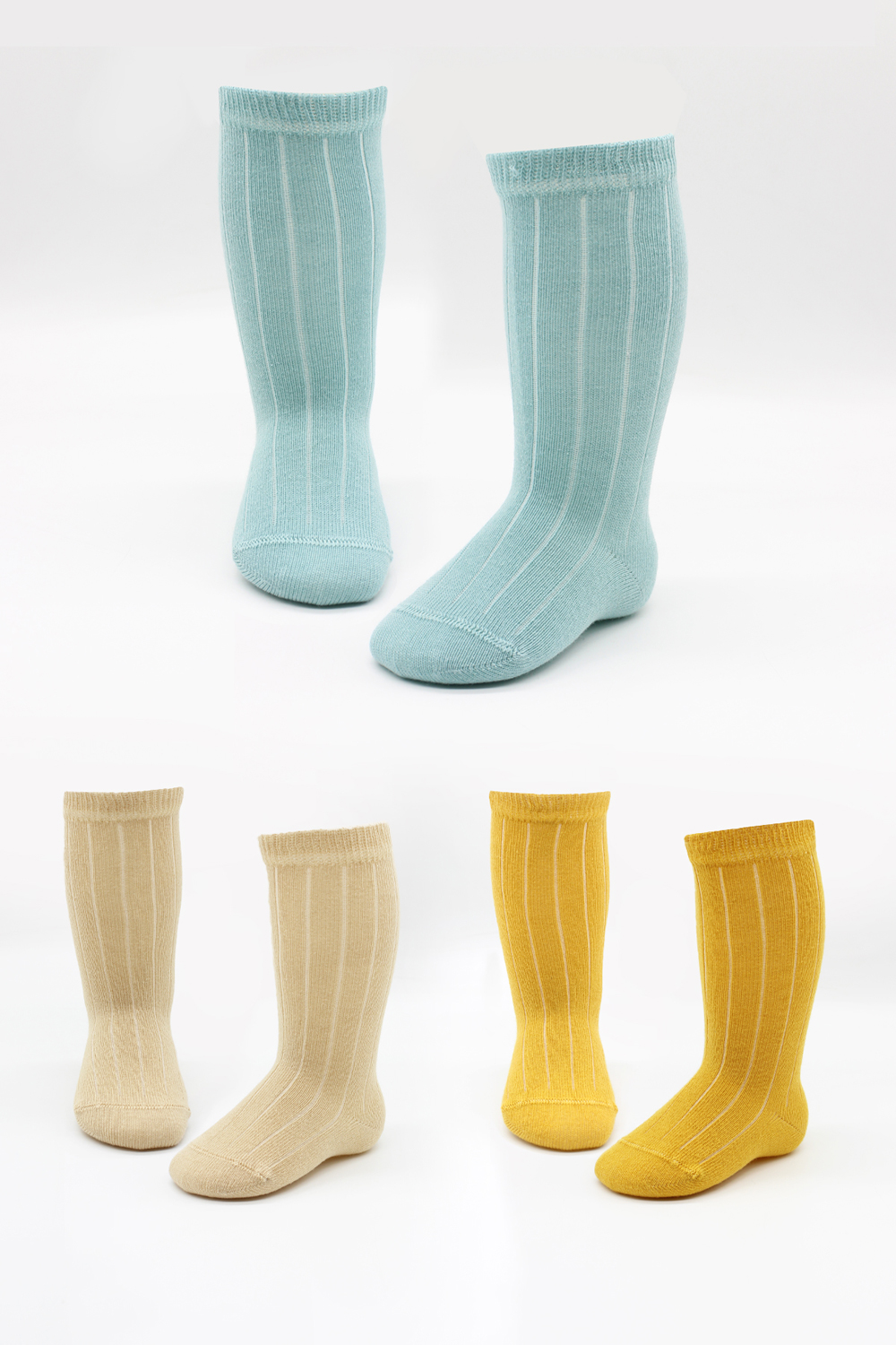 Bistyle 3-Pairs Knee Socks (24-36 m) (Blue, Brown, Yellow) - Image 4