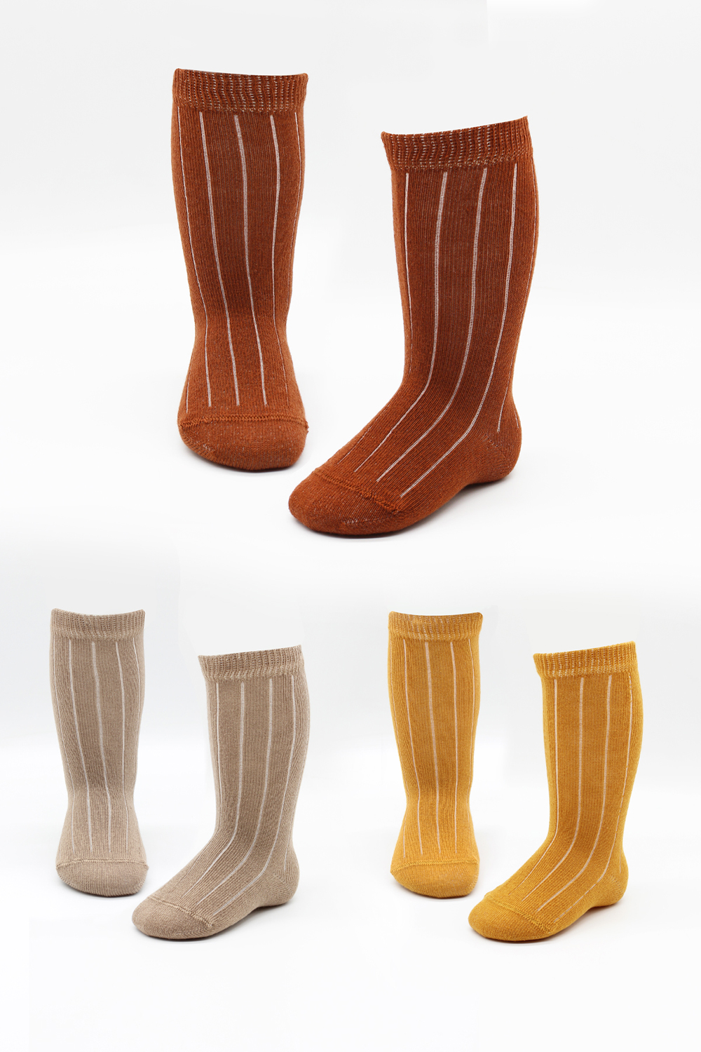 Bistyle 3-Pairs Knee Socks (6-12 m) (Orange, Brown, Yellow) - Image 4