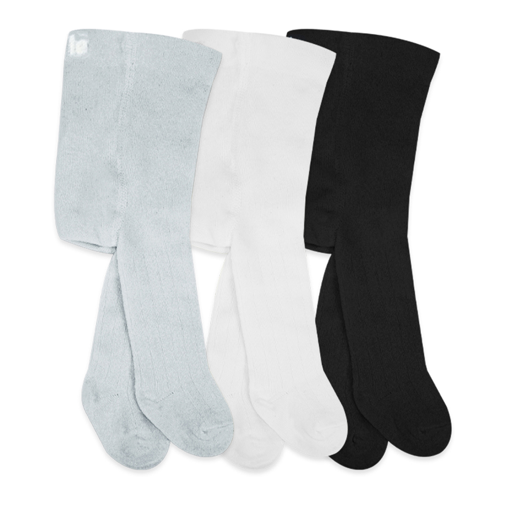 Bistyle 3-Pairs Combed Cotton Tights (0-6) (Black, Grey, White)