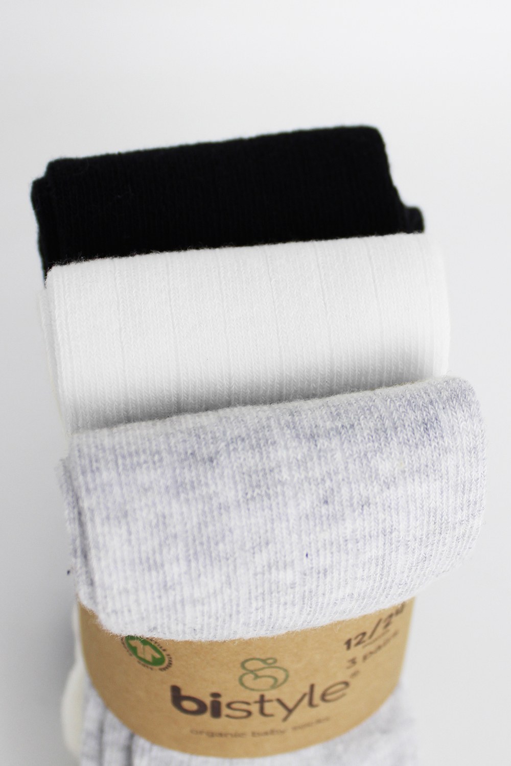 Bistyle 3-Pairs Combed Cotton Tights (6-12) (Black, Grey, White) - Image 5