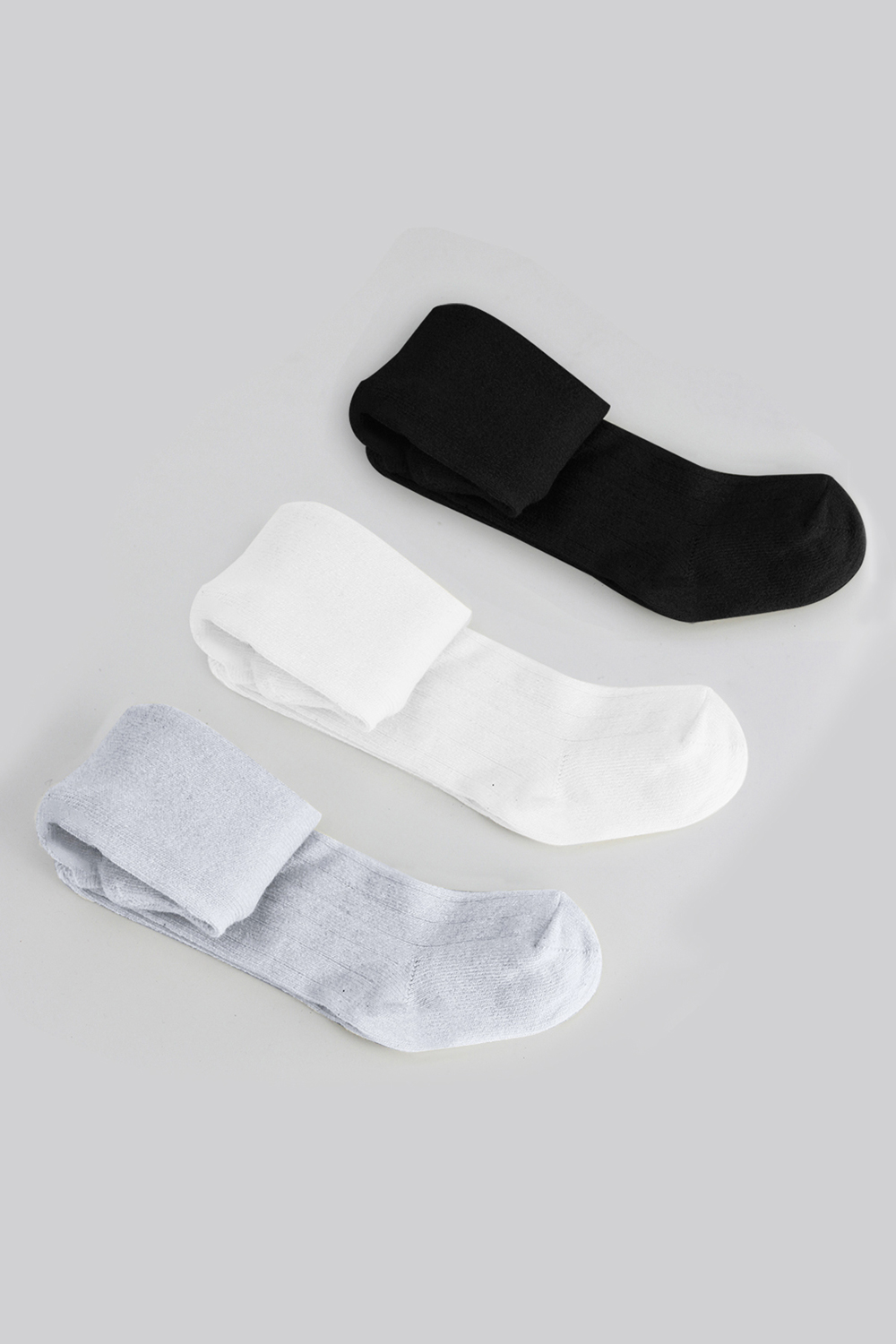 Bistyle 3-Pairs Combed Cotton Tights (6-12) (Black, Grey, White) - Image 7