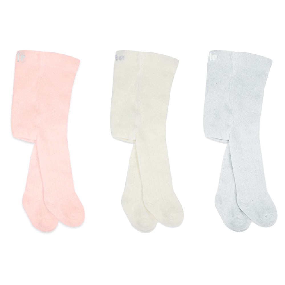 Bistyle 3-Pairs Combed Cotton Tights (6-12) (Pink, Grey, Beige)