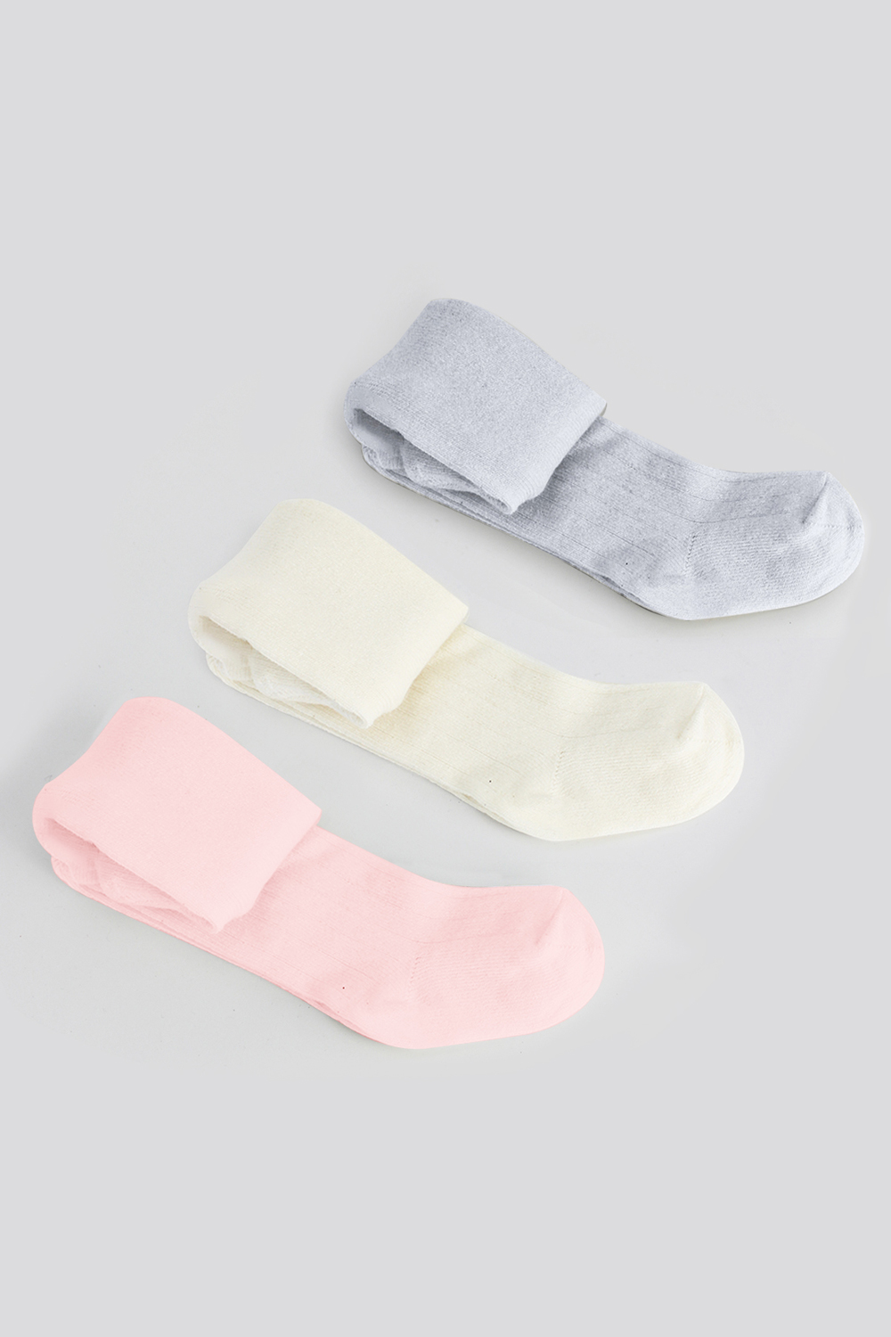 Bistyle 3-Pairs Combed Cotton Tights (6-12) (Pink, Grey, Beige) - Image 3
