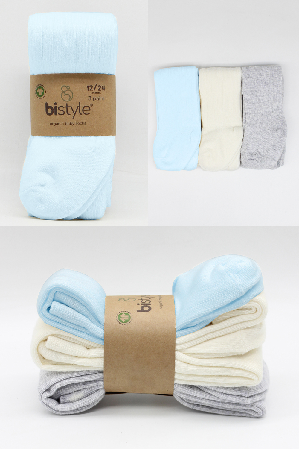 Bistyle 3-Pairs Combed Cotton Tights (6-12) (Blue, Grey, Beige) - Image 8