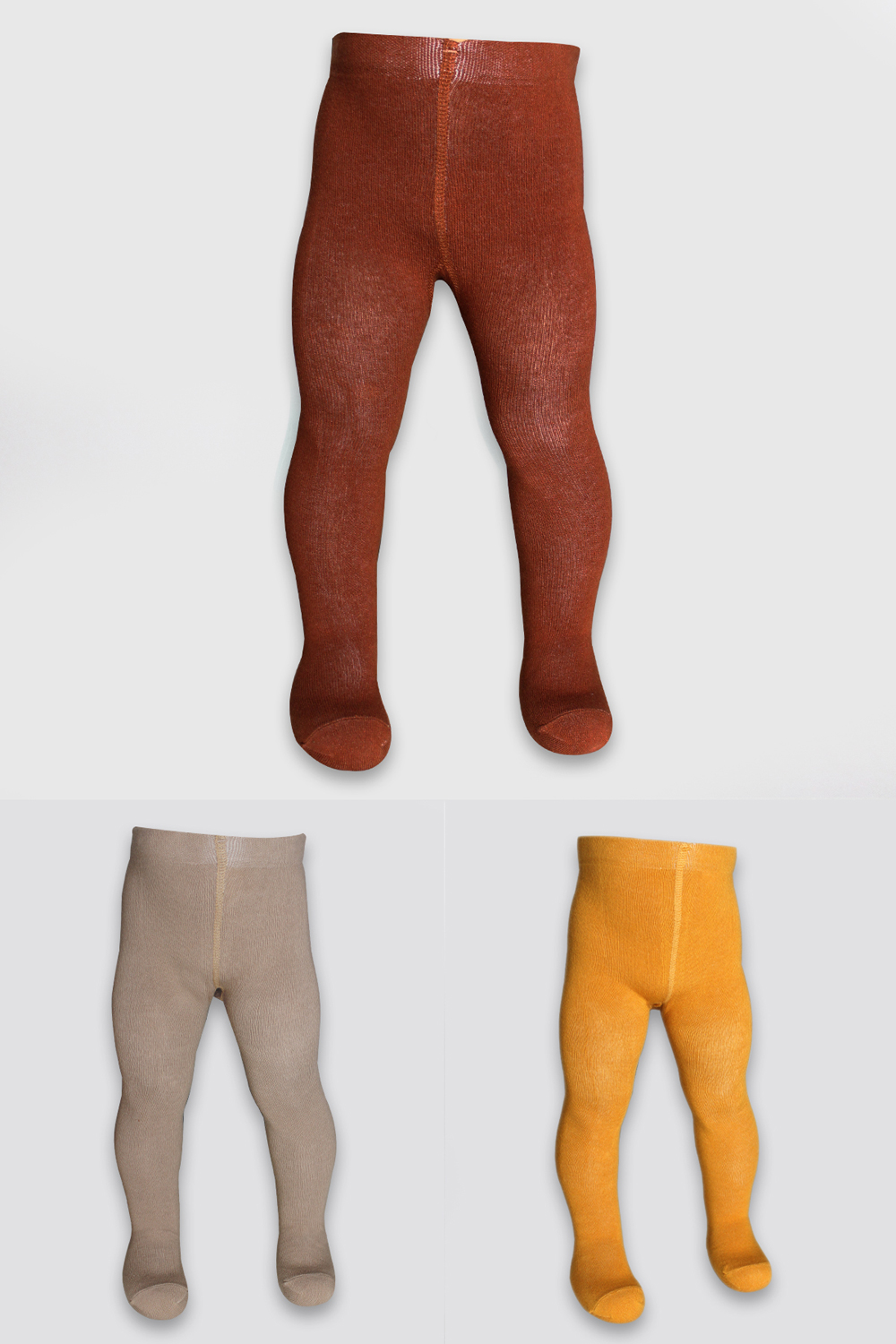Bistyle 3-Pairs Combed Cotton Tights (0-6) (Orange, Brown, Yellow) - Image 6