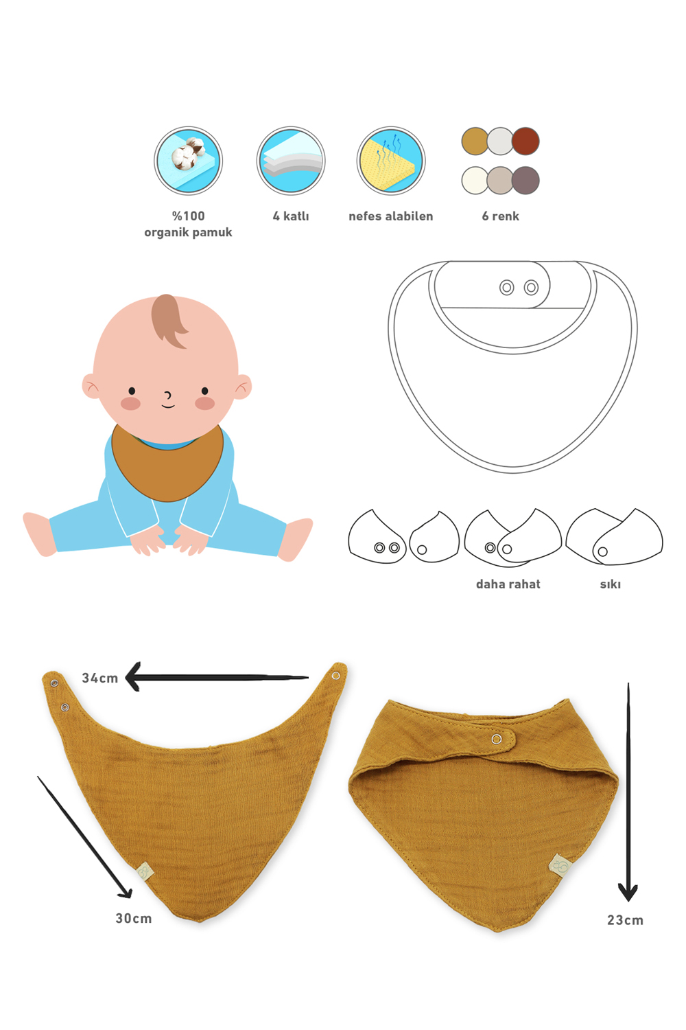 Bistyle Organic Muslin Baby Scarf (0-24 m) Light - Image 2