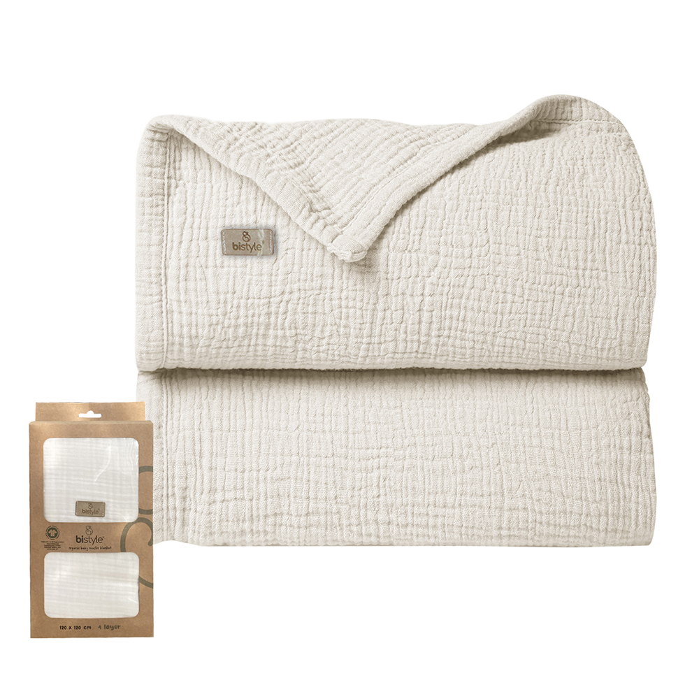 Bistyle Organic Muslin 4 Layers Blanket (120x120 cm) Cream