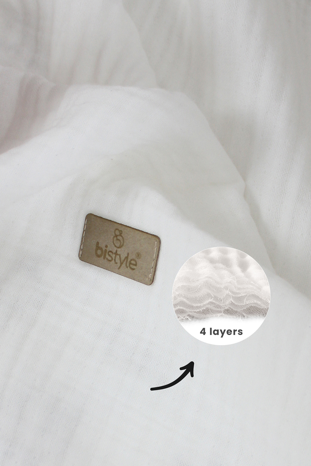 Bistyle Organic Muslin 4 Layers Blanket (120x120 cm) Cream - Image 5