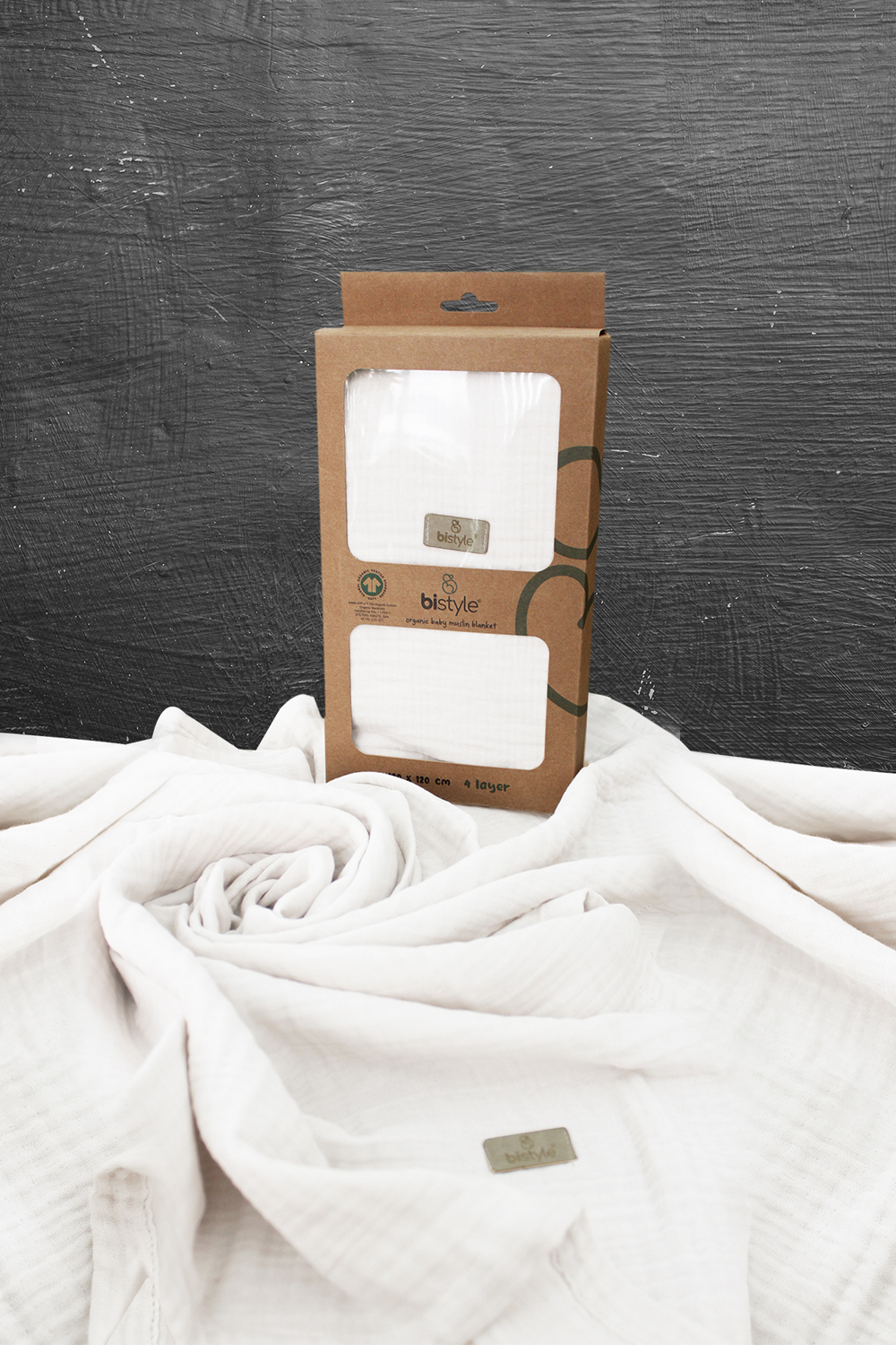 Bistyle Organic Muslin 4 Layers Blanket (120x120 cm) Cream - Image 7