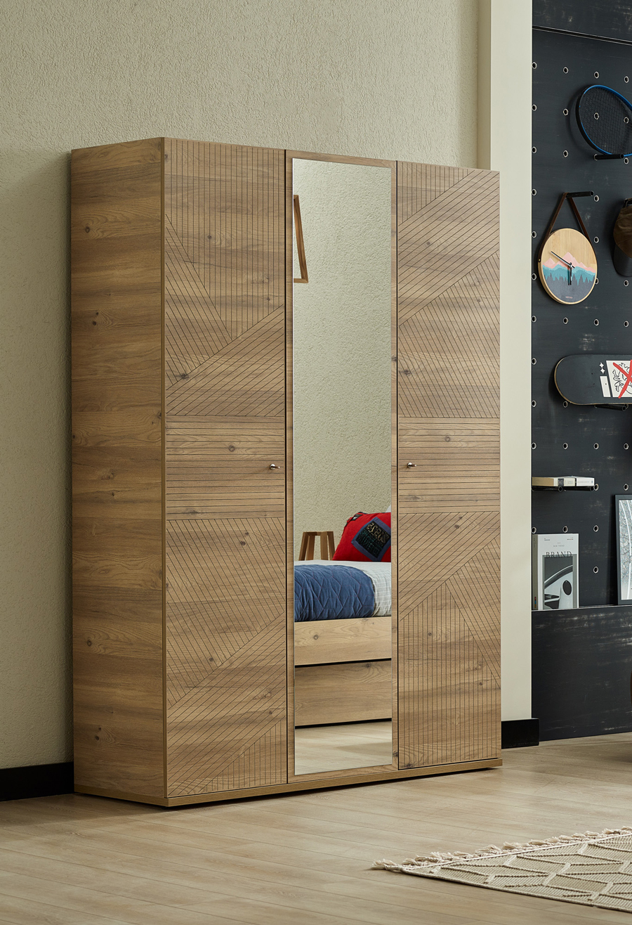 Almila Origami 3 Doors Wardrobe - Image 4
