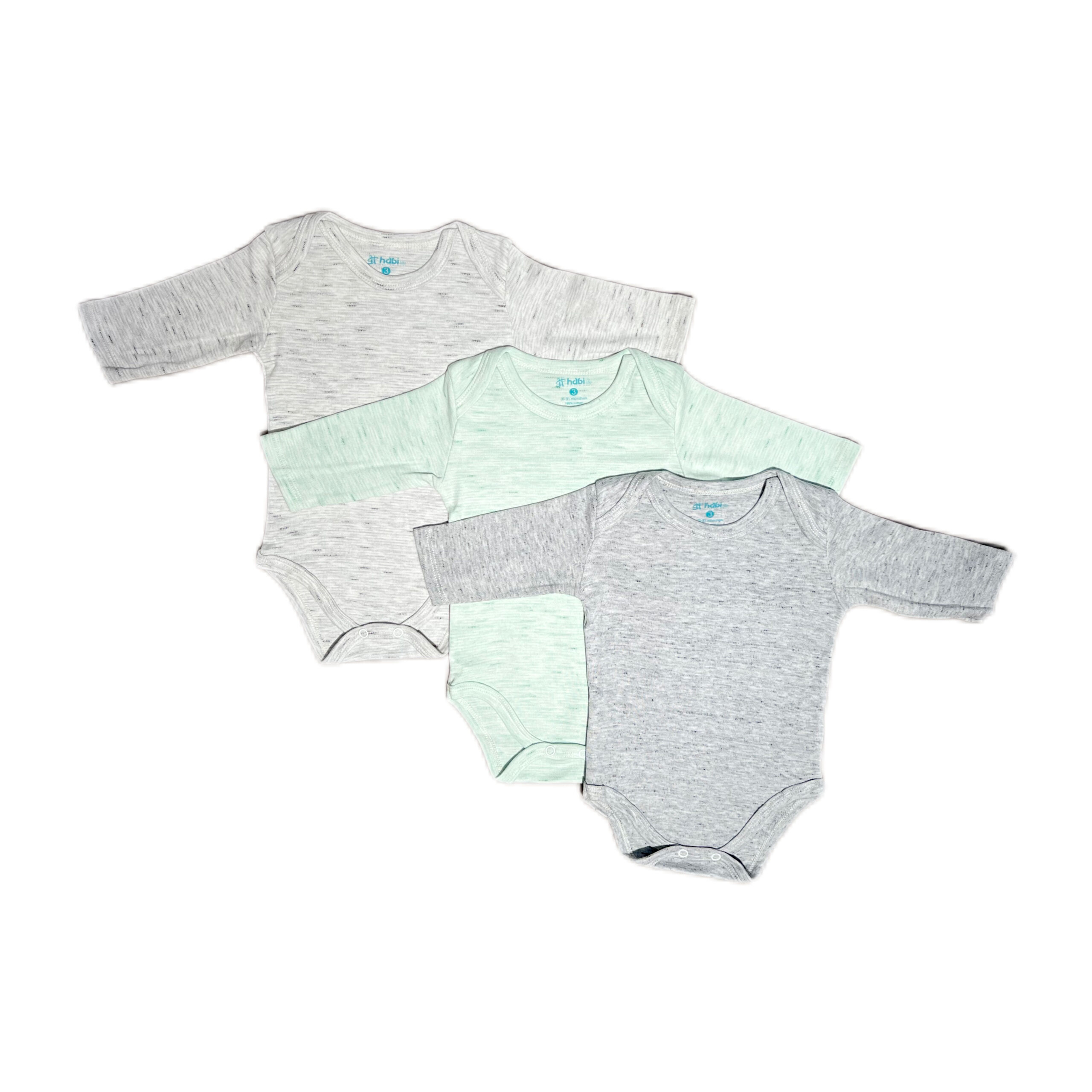 هابي لايف لباس داخلي بأكمام طويلة، 3 عبوات، أخضر (9-12 م)