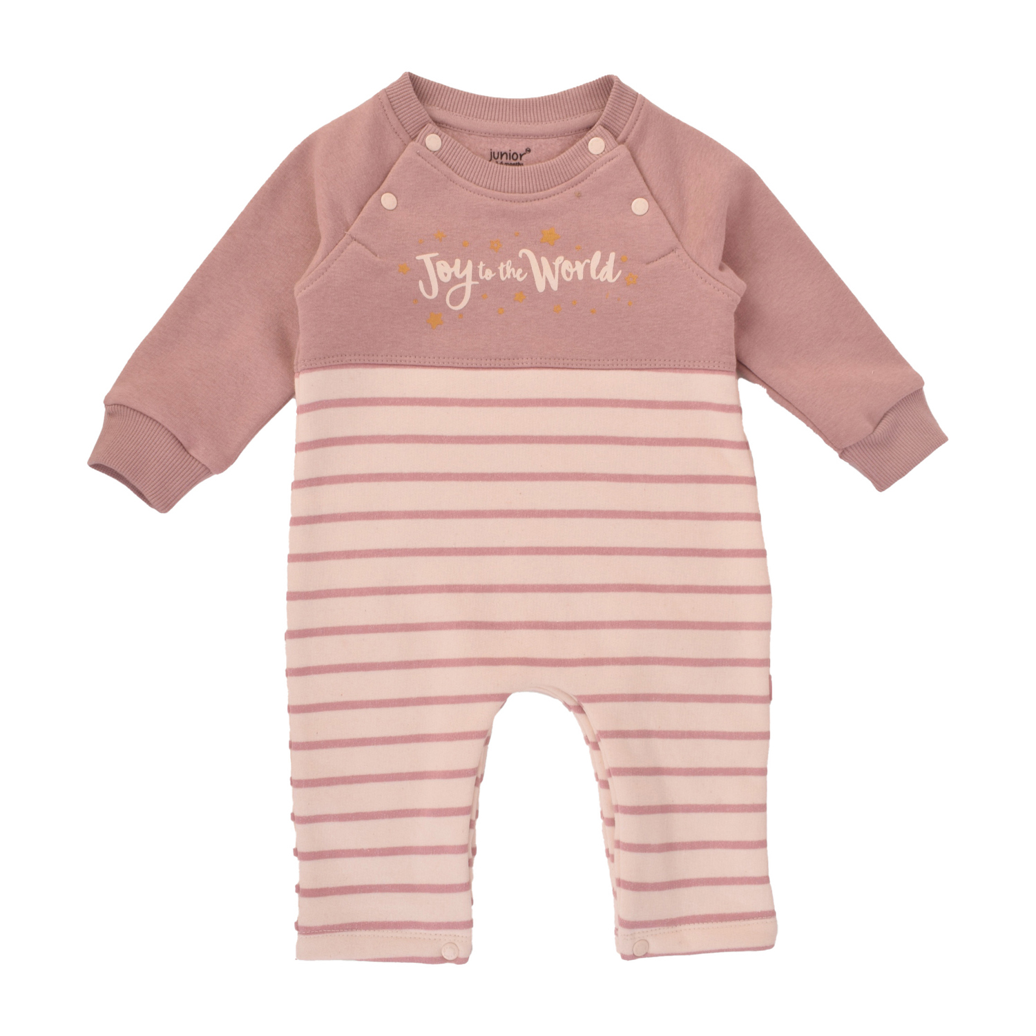 لباس قطعة واحدة مطبوع مخطط وردي للصغار (3-6 م)