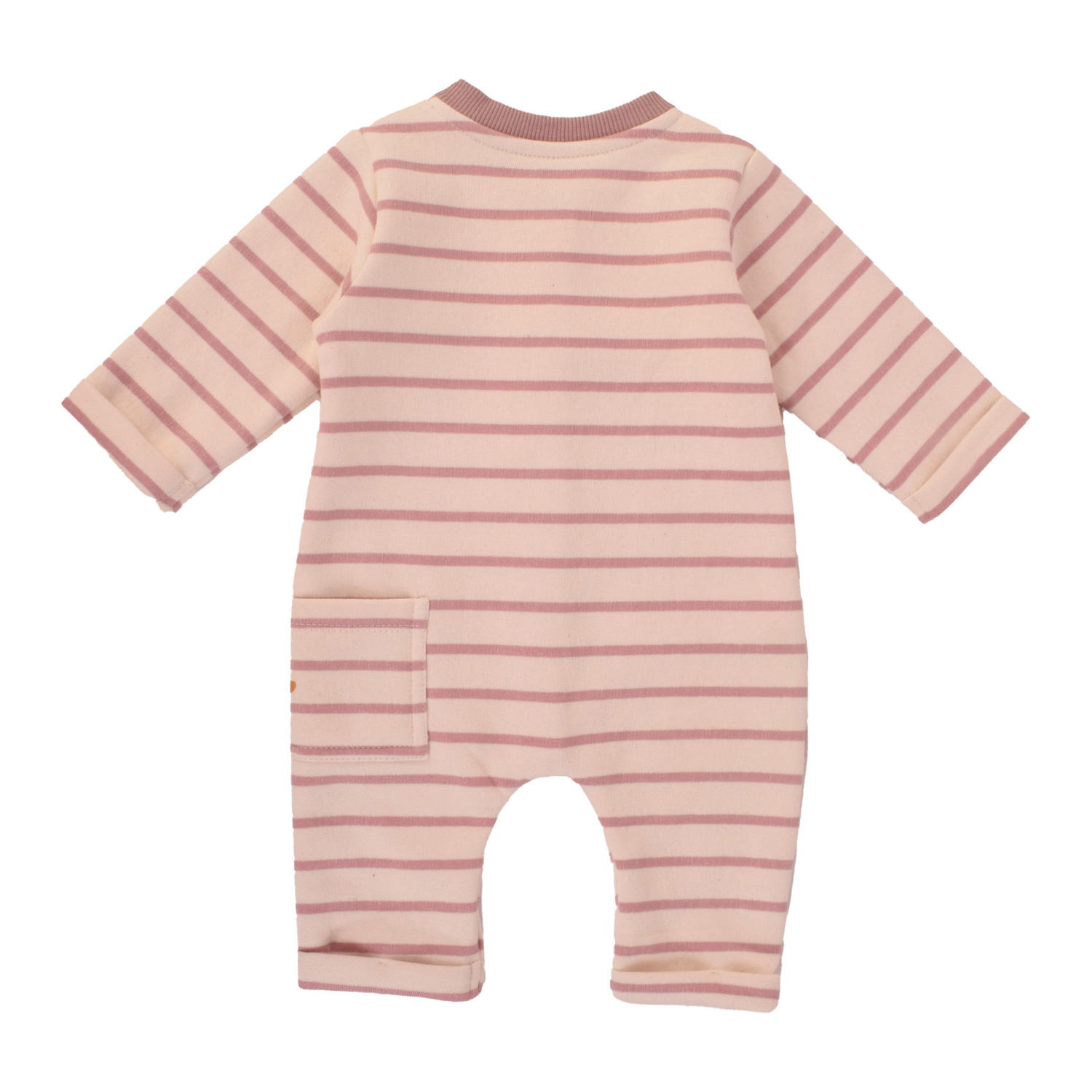 لباس قطعة واحدة مطبوع مخطط وردي للصغار (9-12 م) - الصورة 2