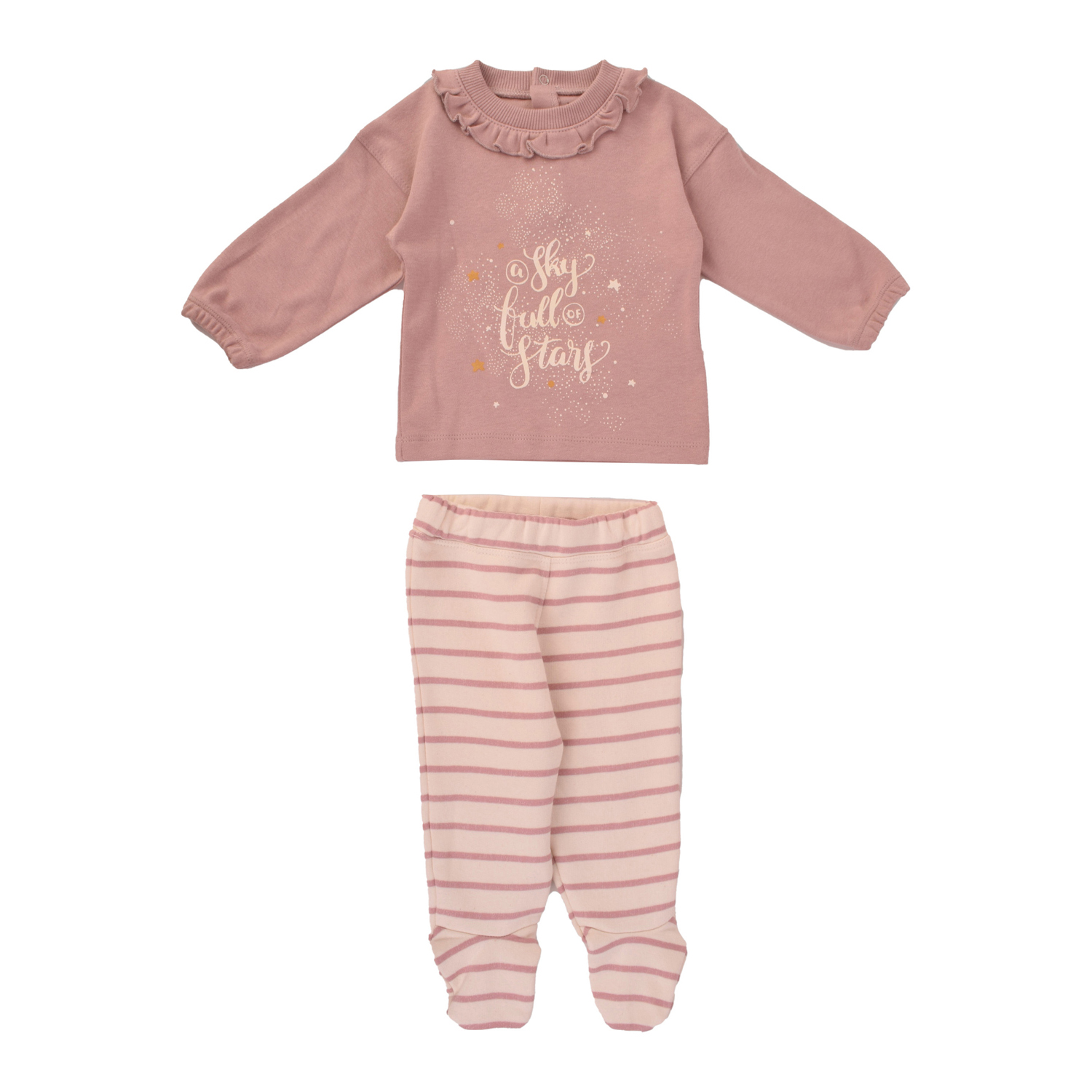 Junior Pink Stripe Printed Pajamas & Hoodi Jacket (0-3 m) - Image 3