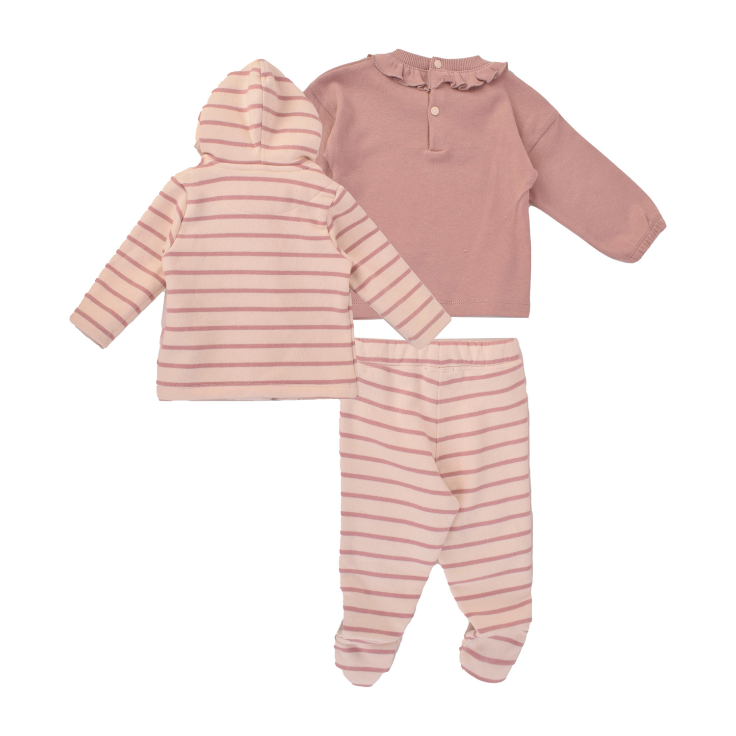 Junior Pink Stripe Printed Pajamas & Hoodi Jacket (3-6 m) - Image 2