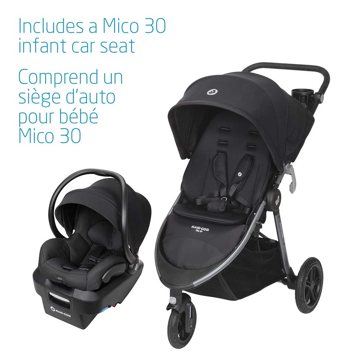 Maxi-Cosi Gia XP Luxe 3-Wheel Travel System, Midnight Black - الصورة 2