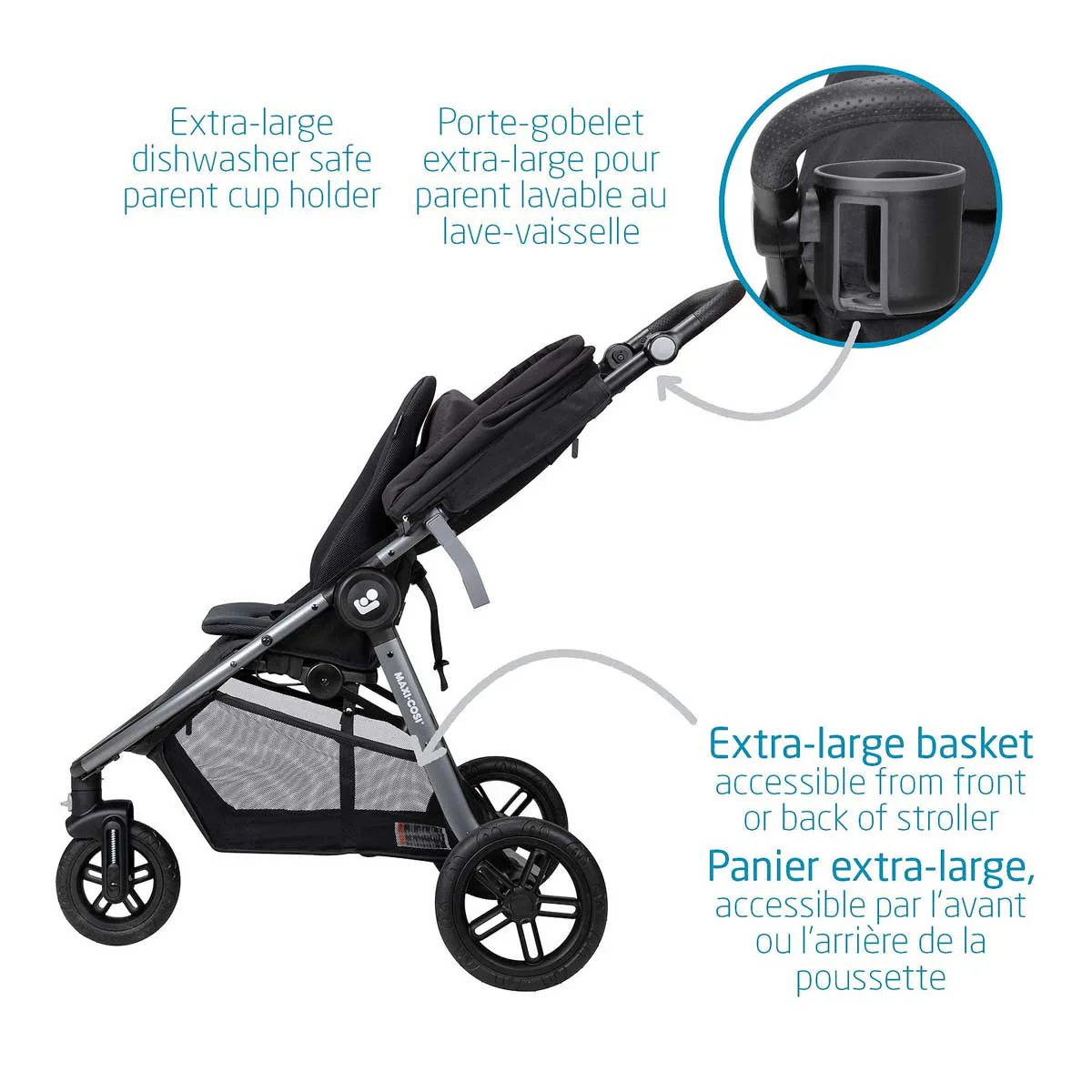 Maxi-Cosi Gia XP Luxe 3-Wheel Travel System, Midnight Black - الصورة 5