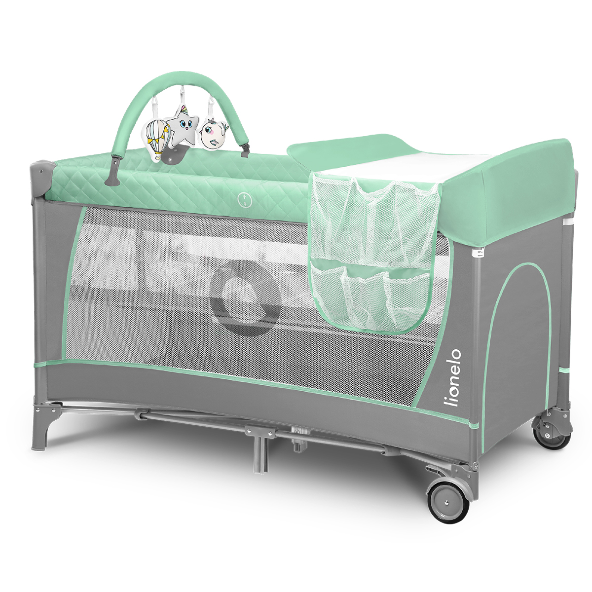 Lionelo Baby Crib Flower, Turquoise