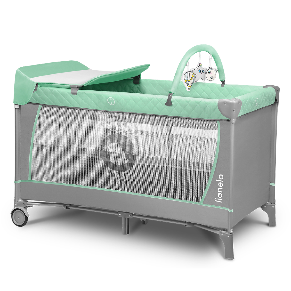 Lionelo Baby Crib Flower, Turquoise - Image 2